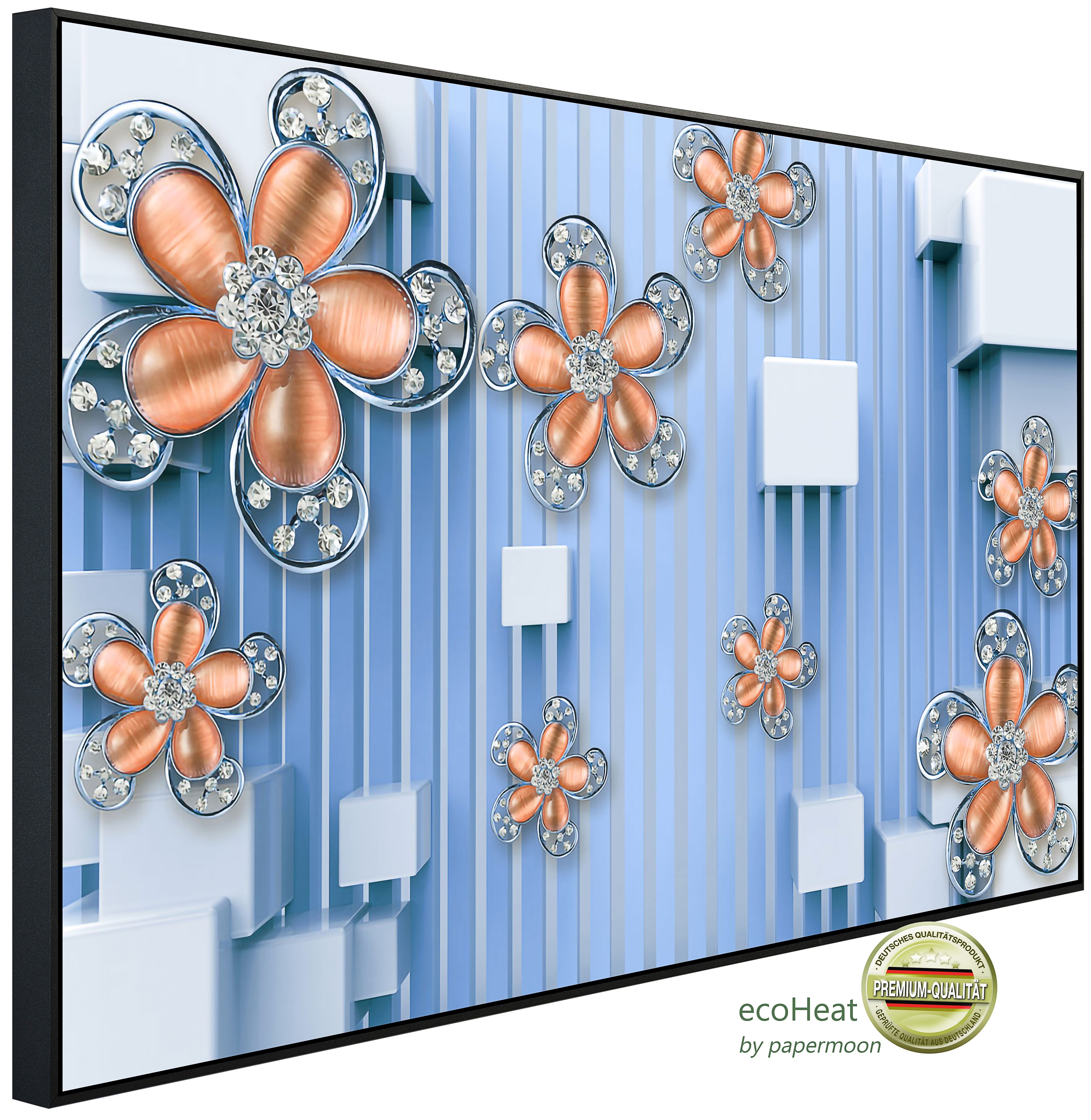 Papermoon Infrarotheizung INFRAROT-BILD-HEIZUNG, Muster mit Blumen, TÜV-Rheinland/GS zertifiziert, angenehme Strahlungswärme
