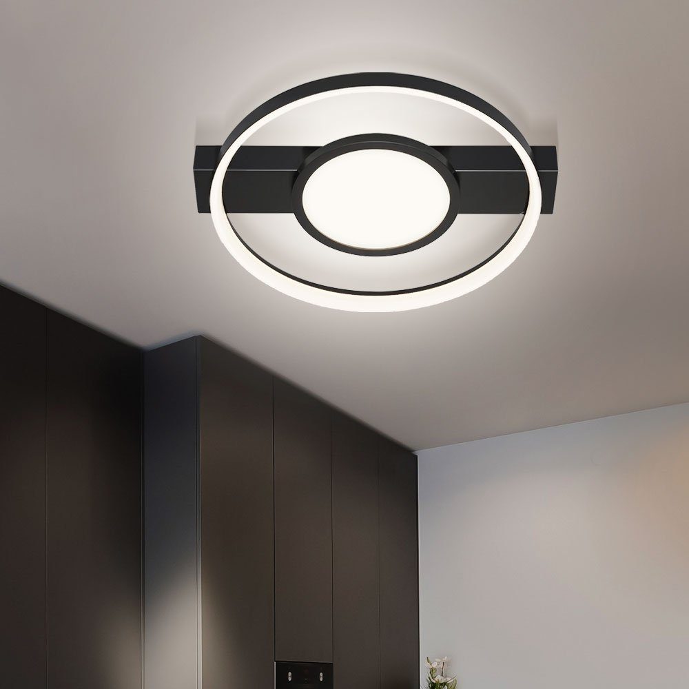 etc-shop LED verbaut, Wohnzimmerlampe Deckenleuchte, LED Warmweiß, 43,5cm fest Stufendimmer LED-Leuchtmittel L schwarz Metall Deckenleuchte