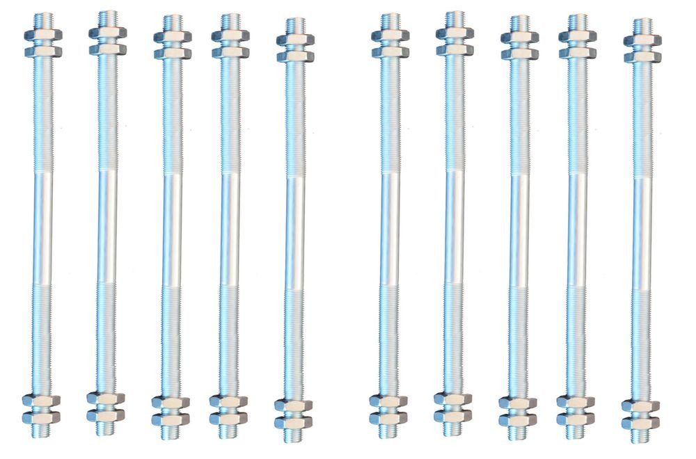 Easyclick24 Anhänger 10 Stück Gewindestange M8 Rechts - Links Gewinde 500 mm + 4 Muttern