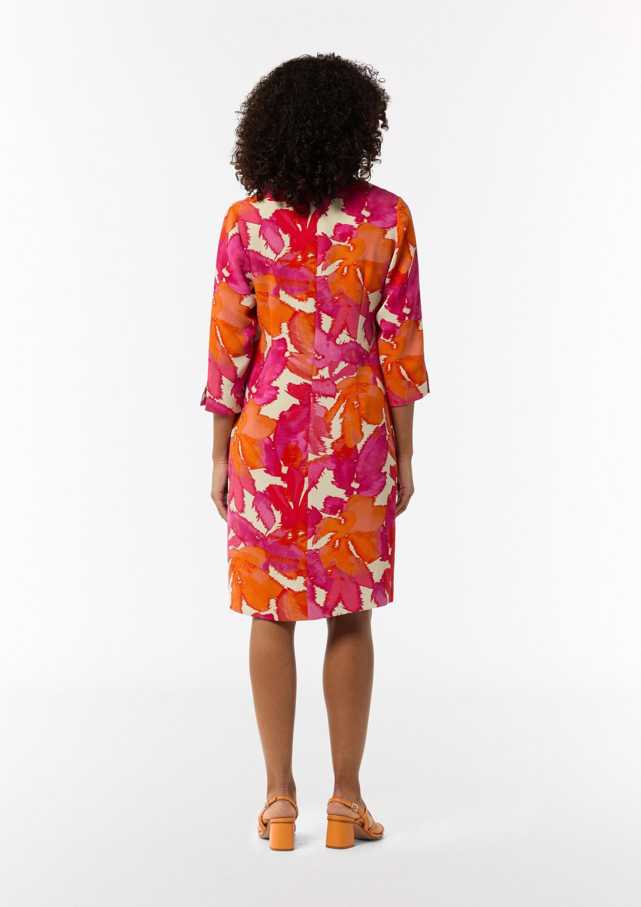 comma Minikleid Kleid Gemustertes Kleid aus Crêpe