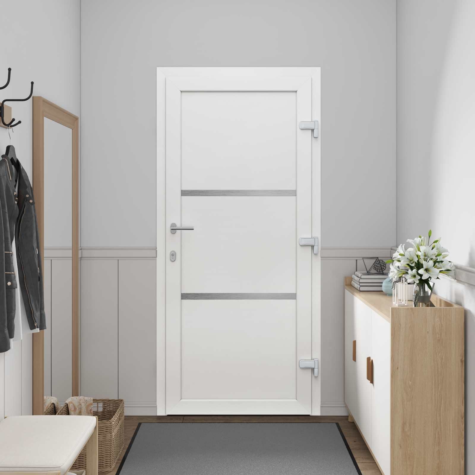 vidaXL Haustür Vordertür 108 x 208 cm PVC Weiß (1-St)