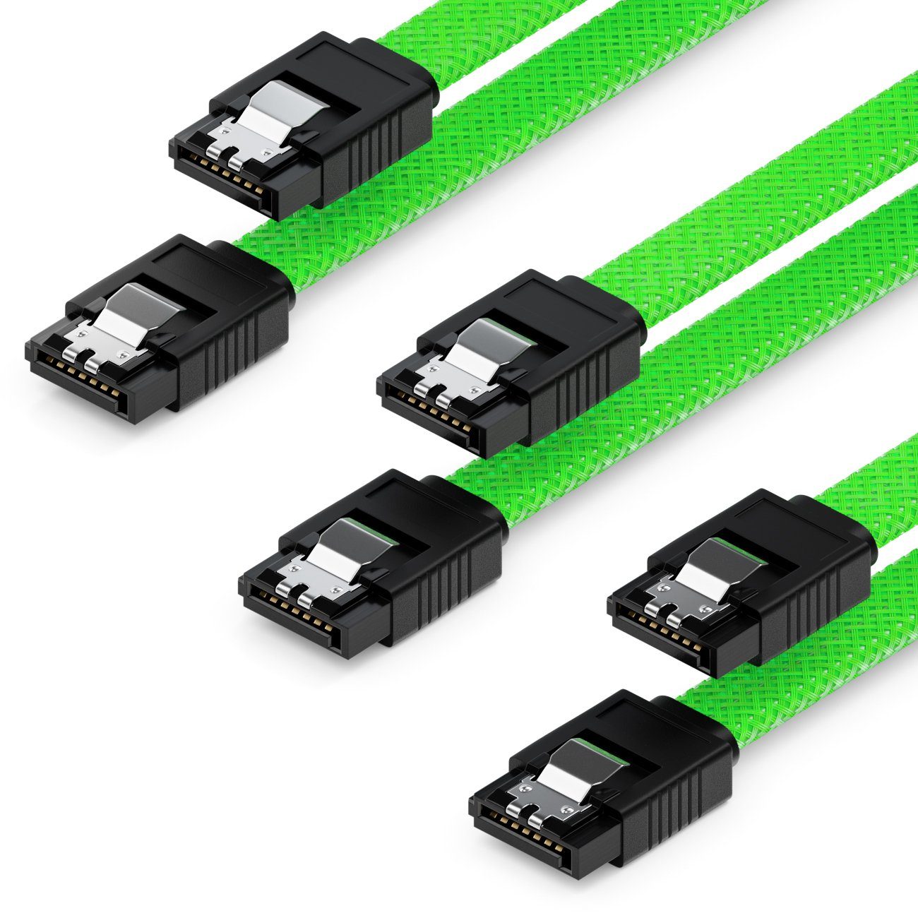 deleyCON deleyCON 3x 50cm SATA 3 Nylon Kabel HDD SSD 6Gbit/s 2 Stecker Gerade Computer-Kabel