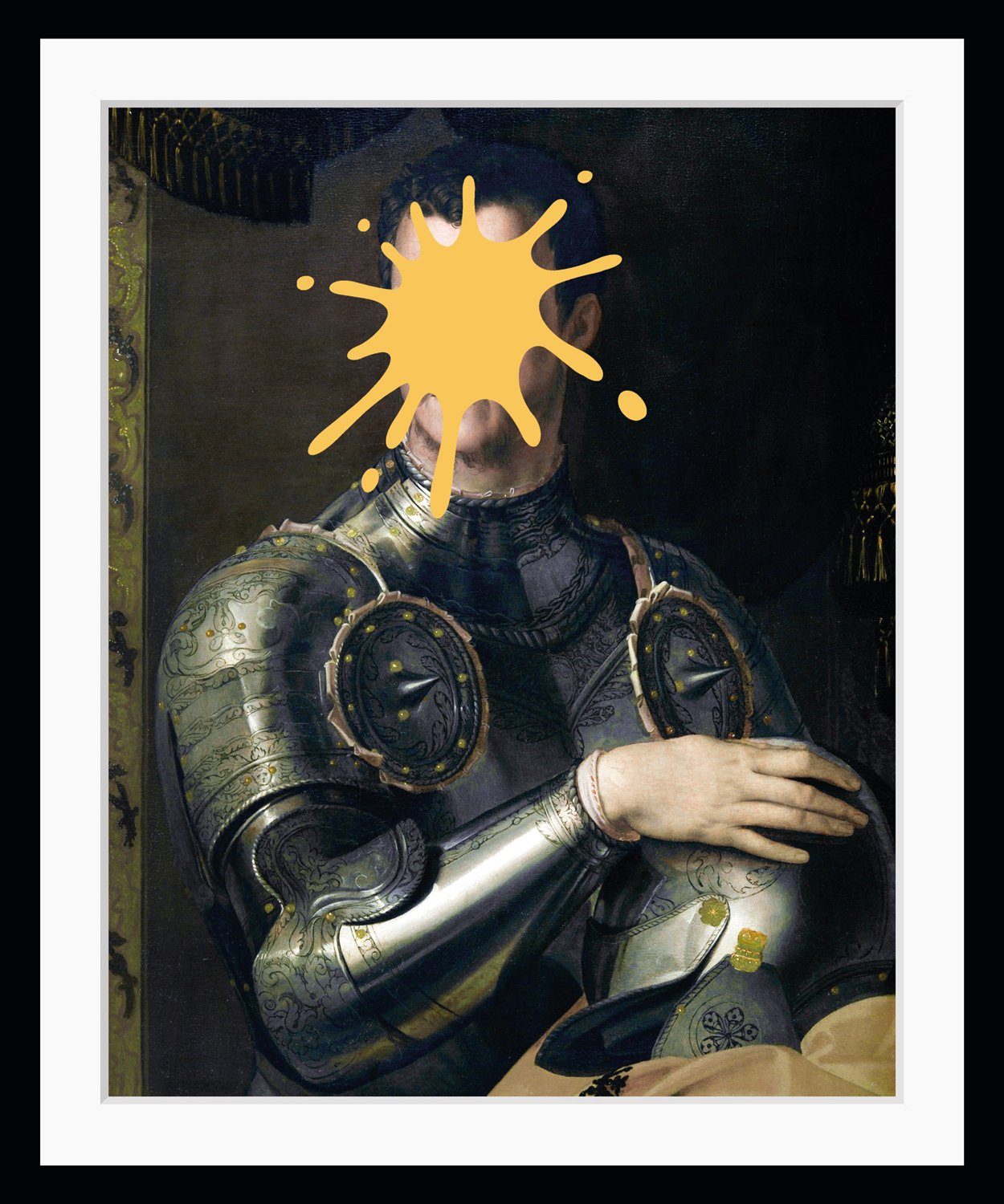 queence Bild Enrico mit Farbklecks, Bilder von Männern, Historische Persönlichkeiten, Humor, Mann, Ritter, HD Premium Poster-Druck inkl. Holzrahmen