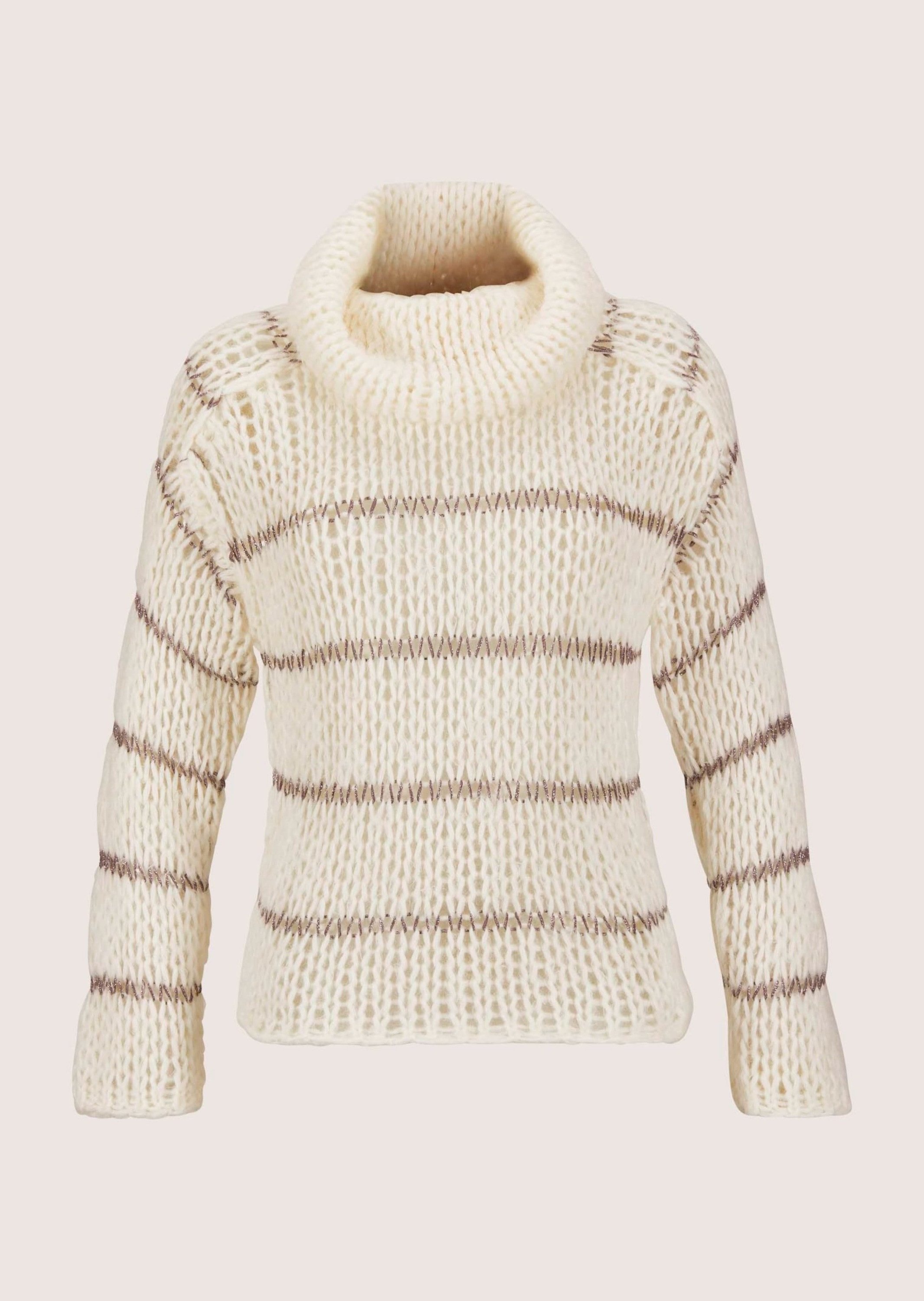 Strickpullover Grobstrick-Oberteil mit Rollkragen