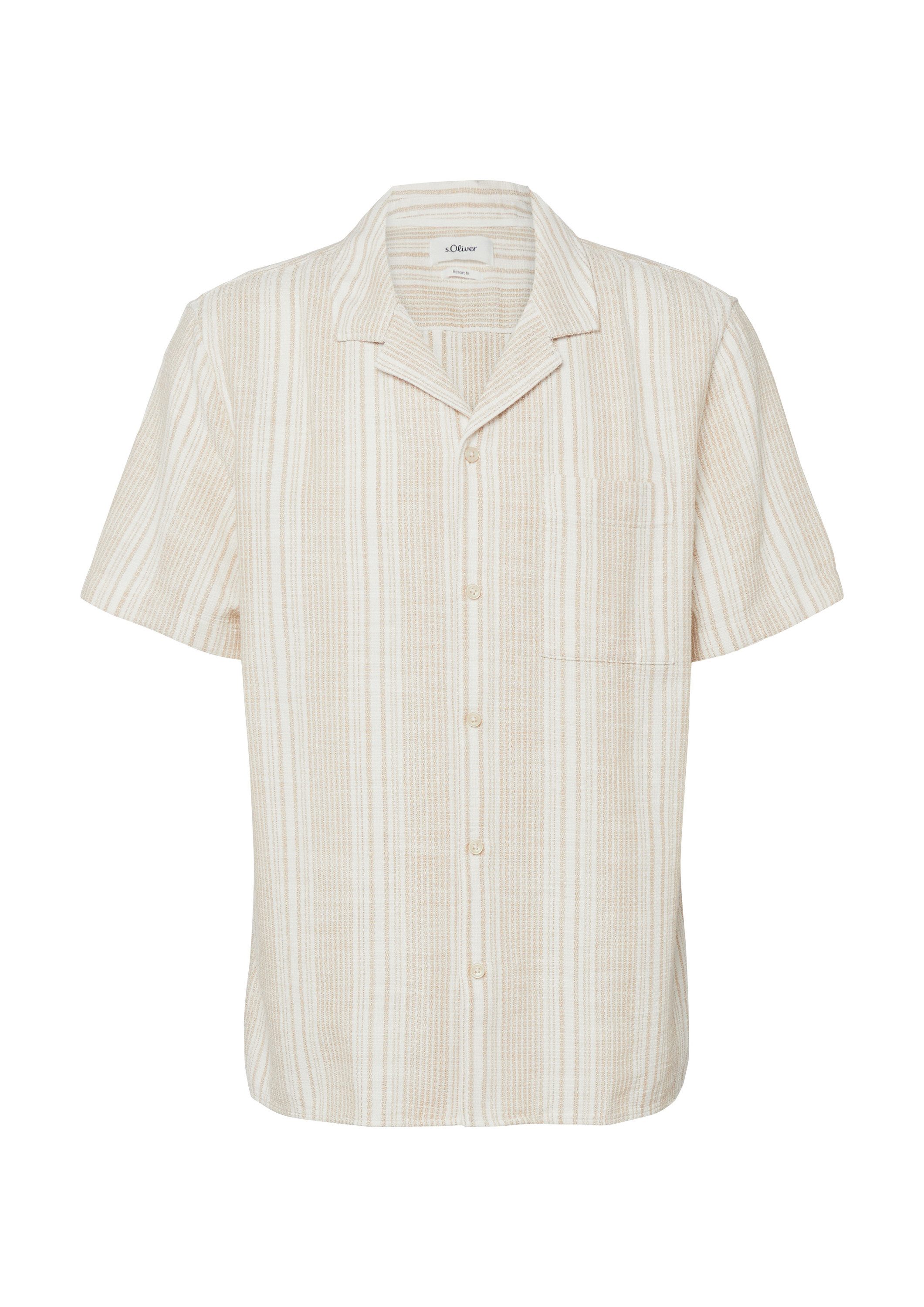 s.Oliver Kurzarmhemd Hemd Resort Fit: Kurzarmhemd mit Strukturstreifen und Brusttasche