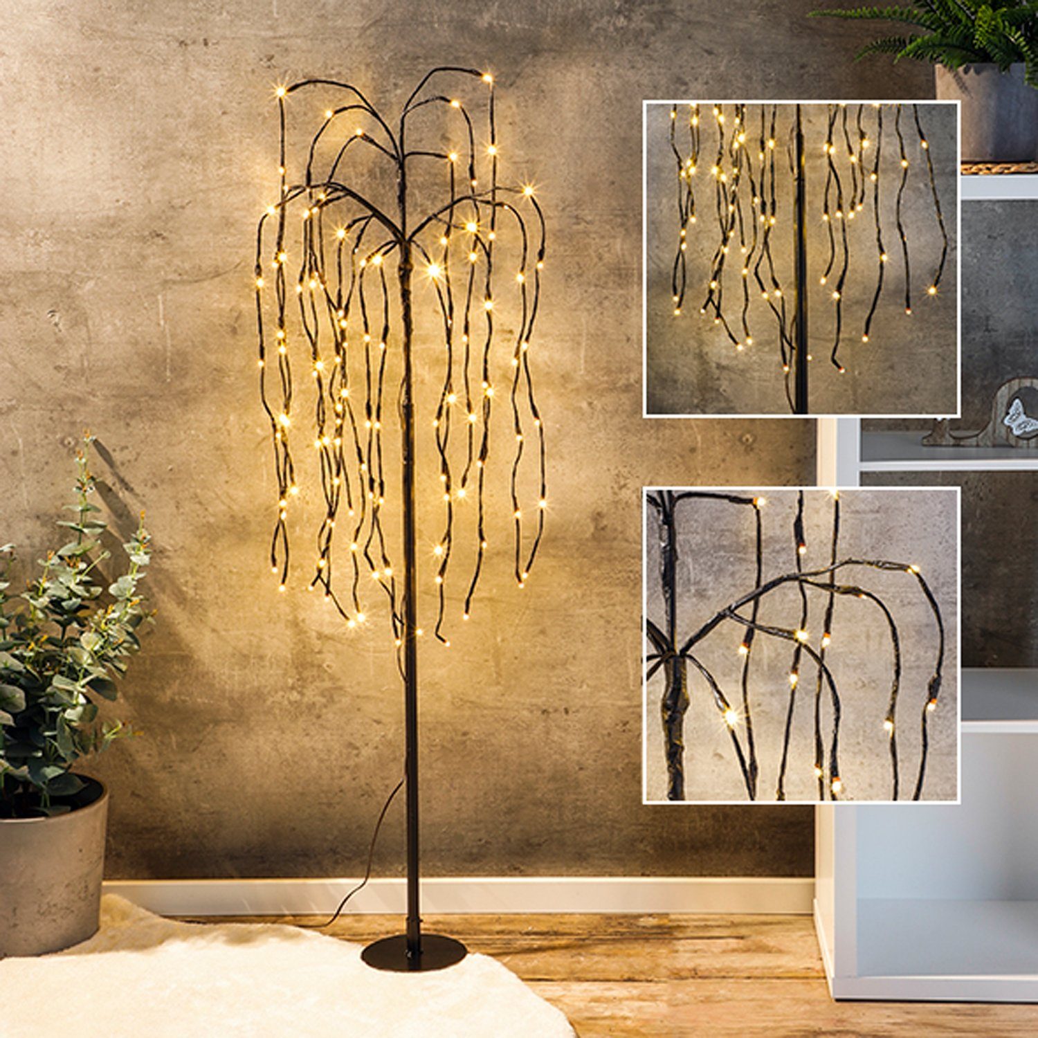 Mojawo Lichtervorhang LED Weidenbaum 120cm 108 LED