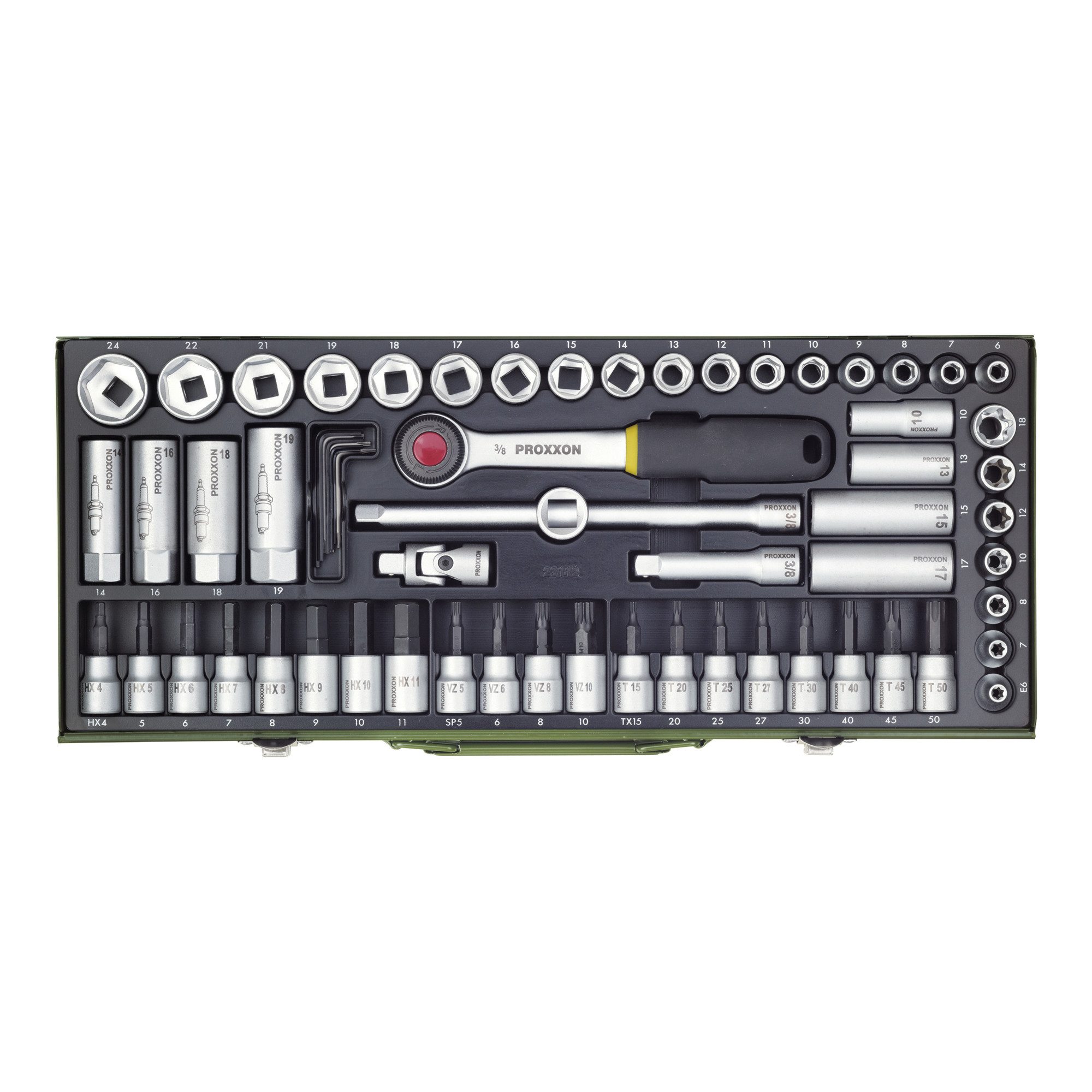 PROXXON INDUSTRIAL Steckschlüssel Proxxon Super-Kompaktsatz 3/8", 65-tlg.