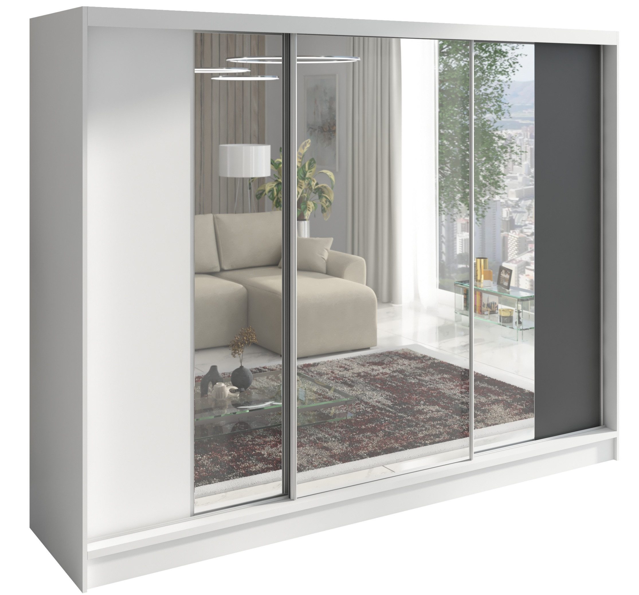 A&J MöbelLand GmbH Schiebetürenschrank VENA 3-türiger Kleiderschrank mit Spiegel, und Kleiderstangen (TOP ANGEBOT! Geräumiger Schrank mit einer Breite von 200 cm und Spiegel, ideal zur Aufbewahrung von Kleidung und Accessoires. Viel Stauraum., TOP PRODUKT! Wählen Sie das ideale Modell für Ihr Schlafzimmer) Breite: 200 cm, Höhe: 215 cm, Tiefe: 59,5 cm