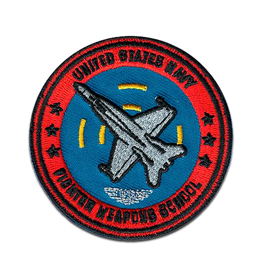 TOP GUN Aufnäher Bügelbild, Aufbügler, Applikationen, Patches, Flicken, zum aufbügeln, Polyester, Comercial Mercera Top Gun Maverick Weapon school - Größe: 6 x 6 cm