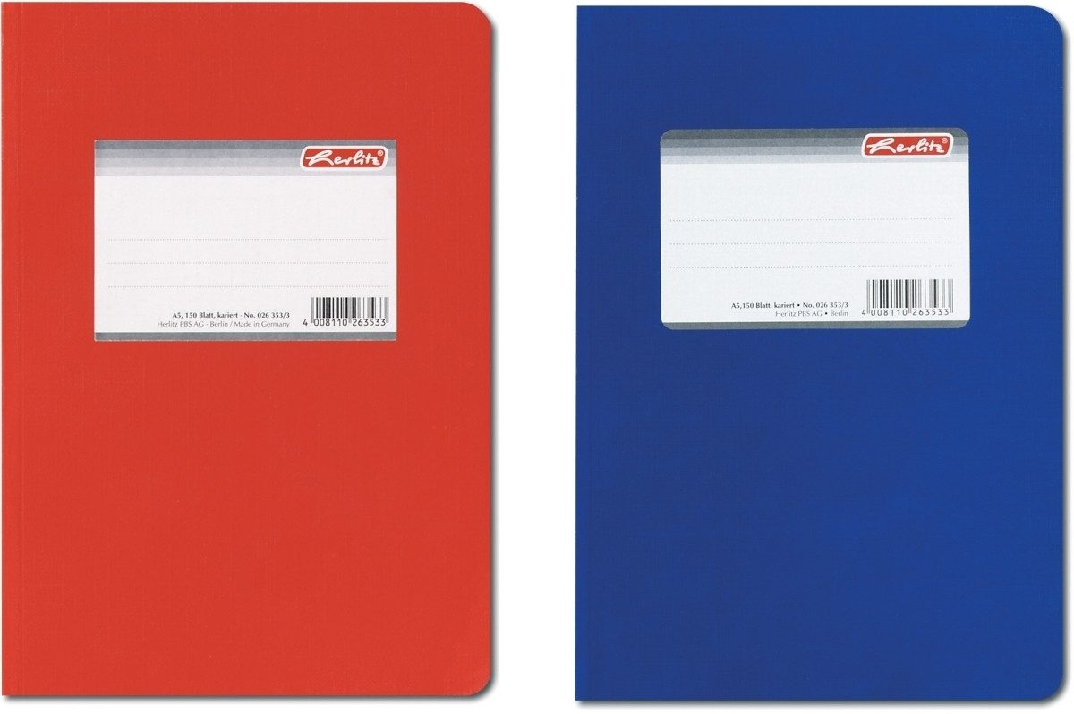 Herlitz Notizbuch Kladde A5 150 Blatt kariert Einband glänzend