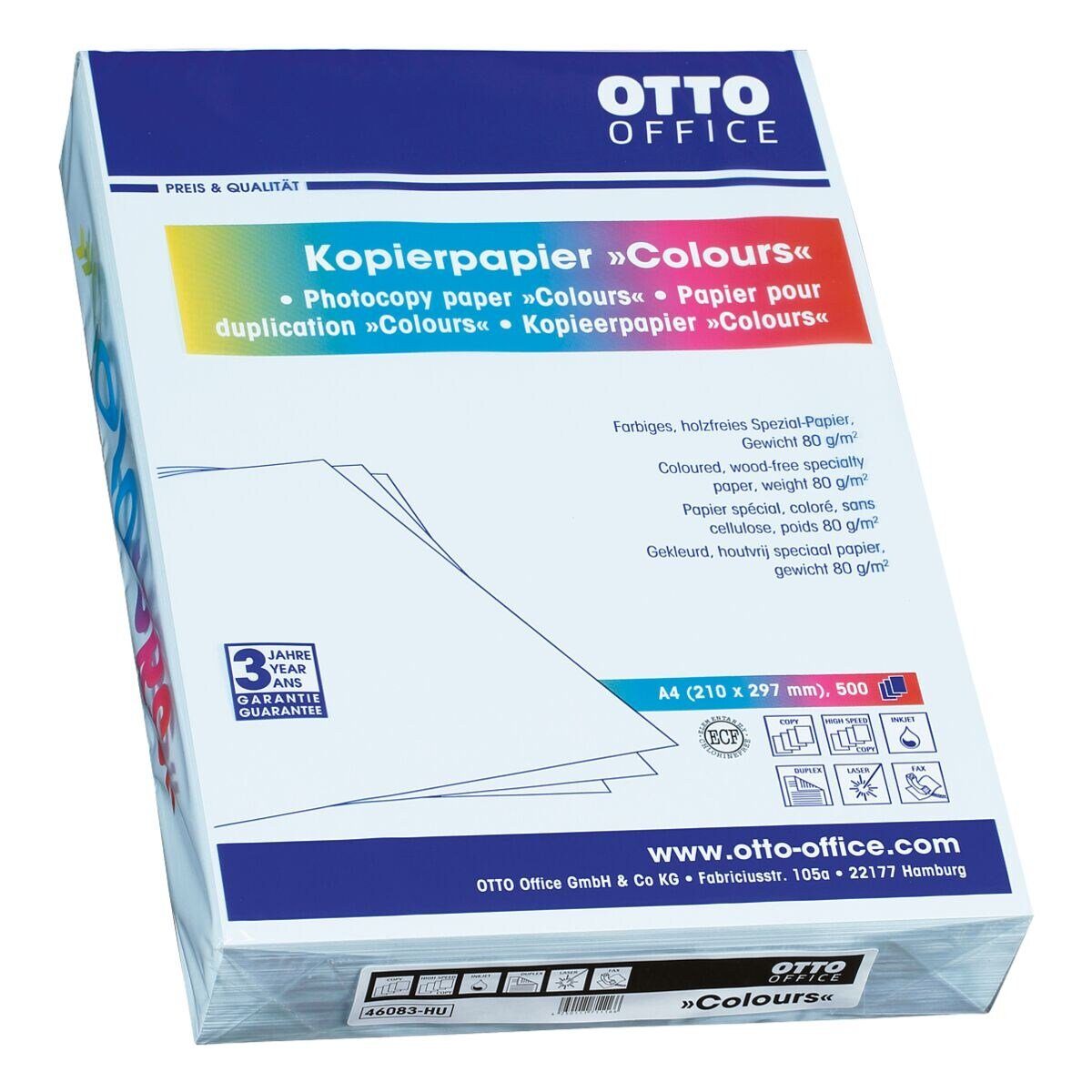 Otto Office Druckerpapier COLOURS, Pastellfarben, Format DIN A4, 80 g/m², 500 Blatt