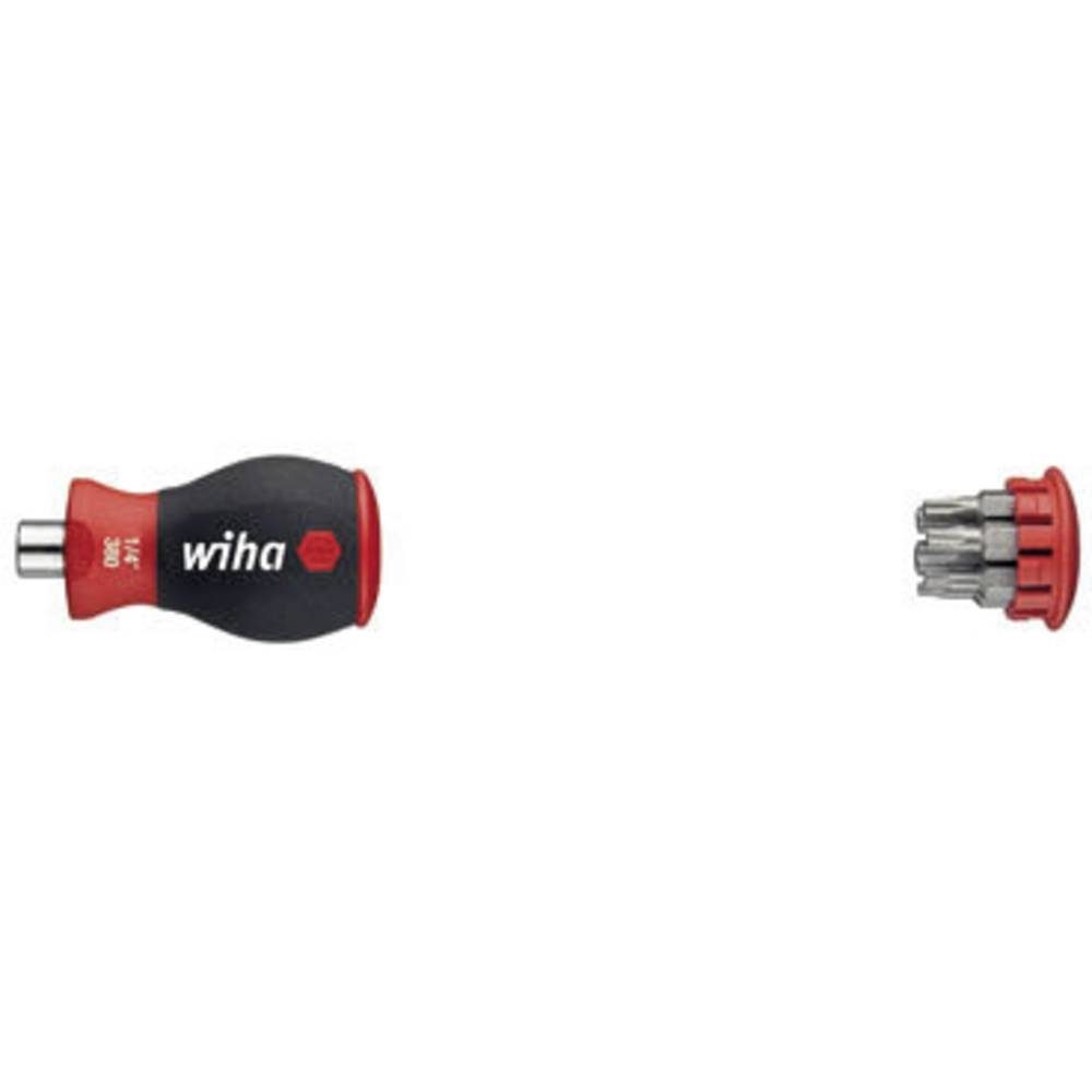 Wiha Bit-Schraubendreher Bit-Schraubendreher Stubby 6.3 mm (1/4) 6tlg 33744, Mehrkomponentengriff, inkl. Bit-Magazin