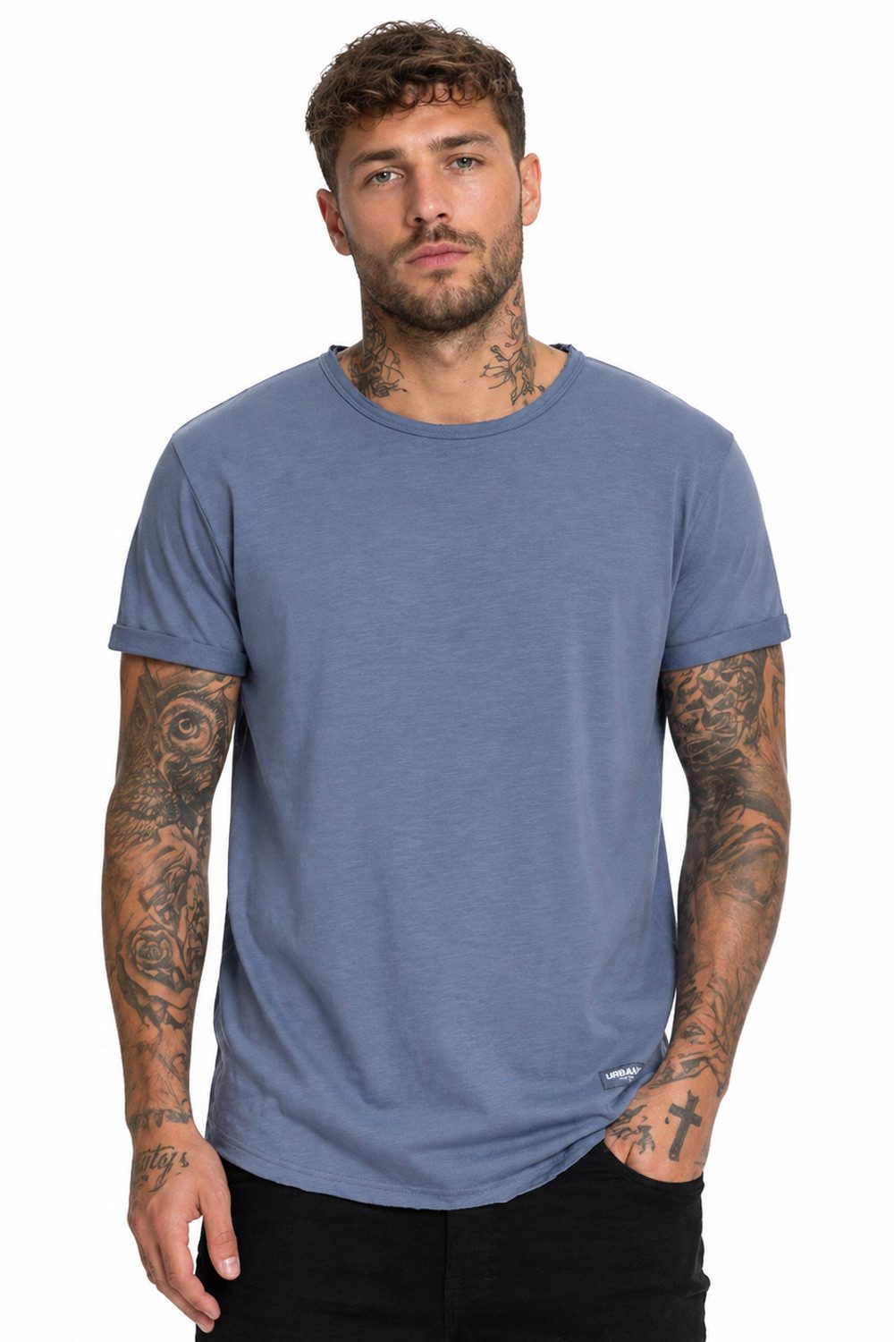 SUBLEVEL T-Shirt Herren Shirt Long Shaped lang geschnitten schwere Qualität