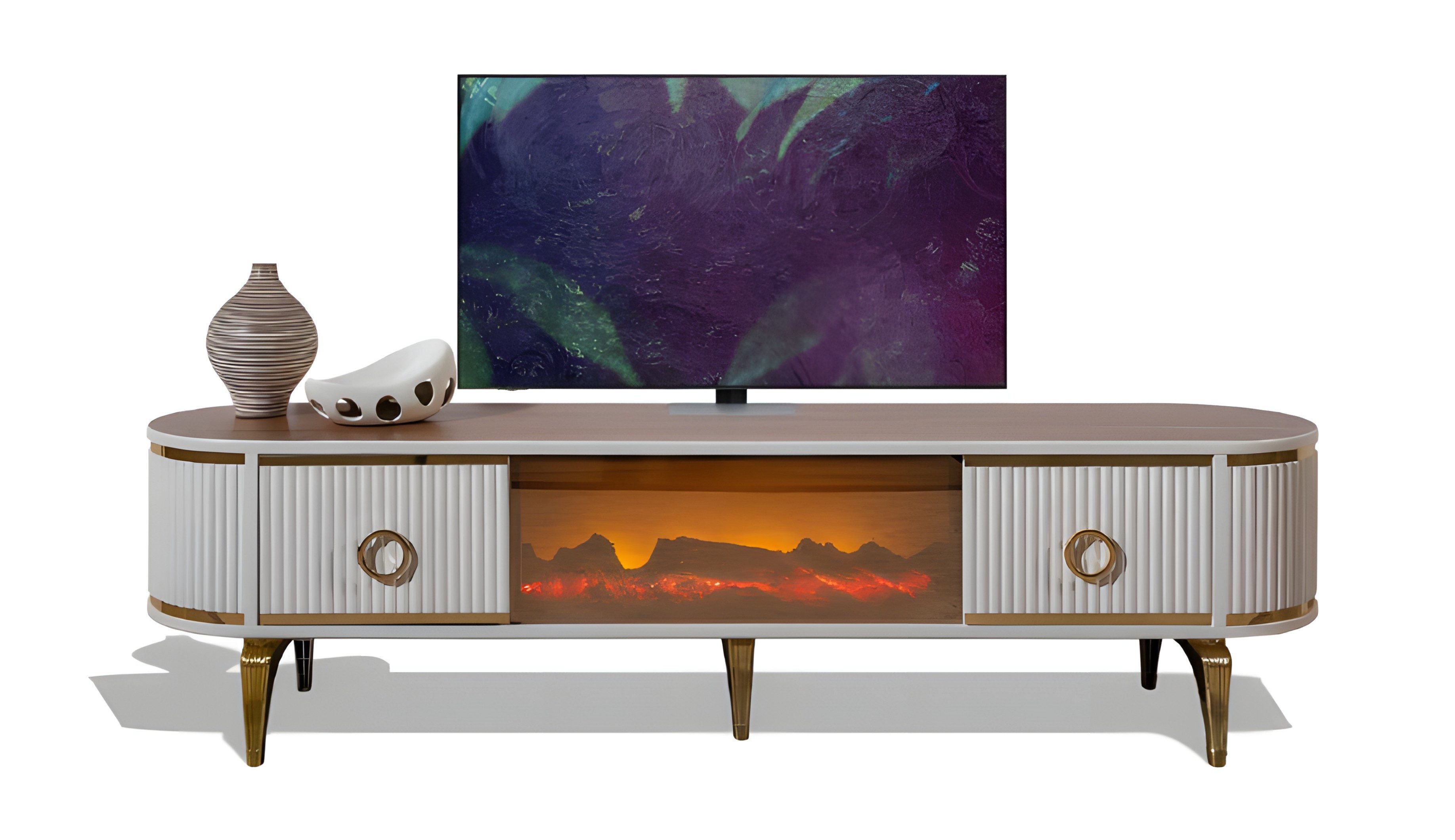 Xlmoebel Lowboard XLMOEBEL Fernsehmöbel mit Kamin, Farbwechsel-LEDs und Soundsystem (Lowboard, 1 St., 180 x 45 x 35 cm), Made in Europa