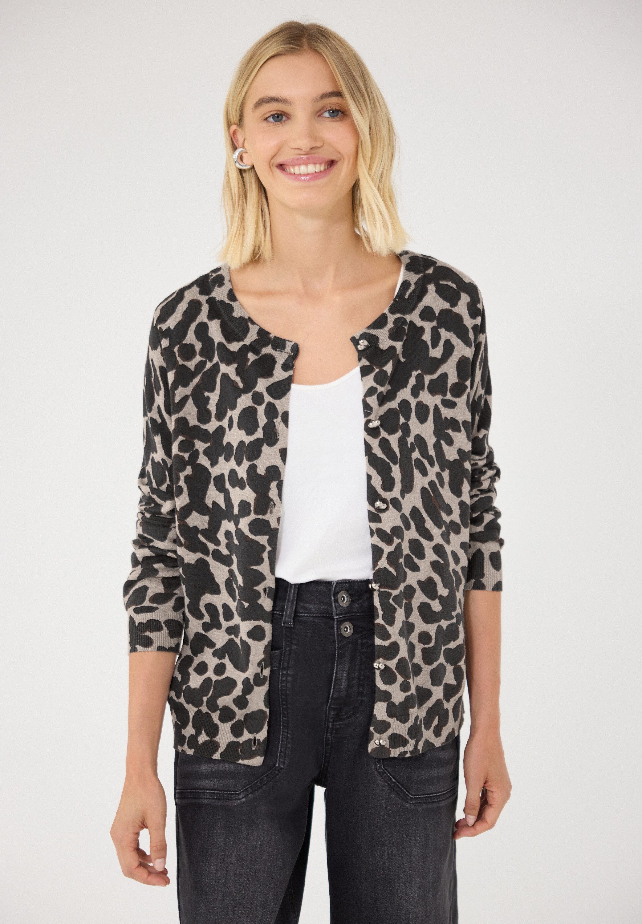STREET ONE STUDIO Cardigan mit Leomuster