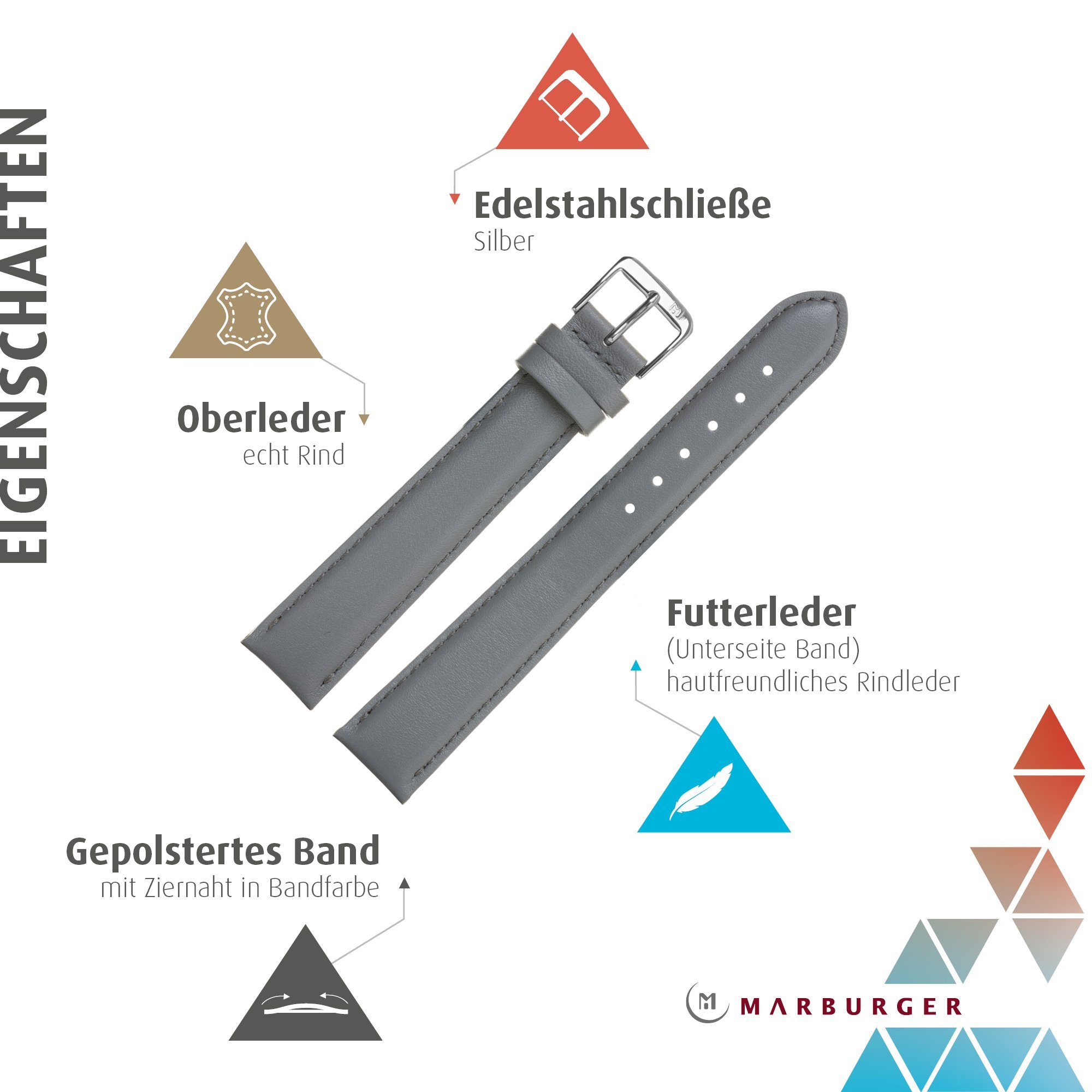 MARBURGER Uhrenarmband 18mm Leder XL Extra günstig online kaufen