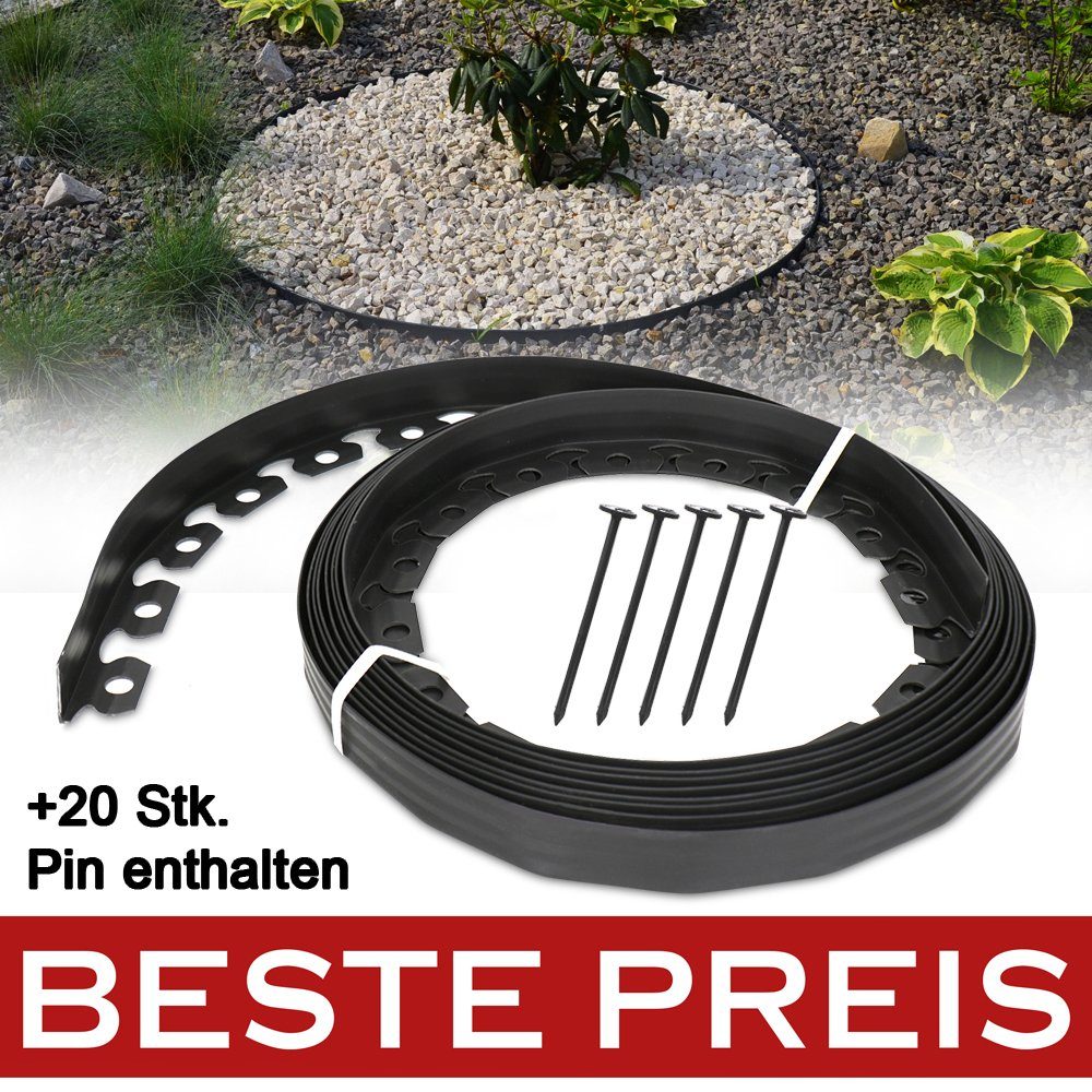 Roysson Garden Rasenkante Garten Rasenkante FLEXIBLER Kunststoff Grenze