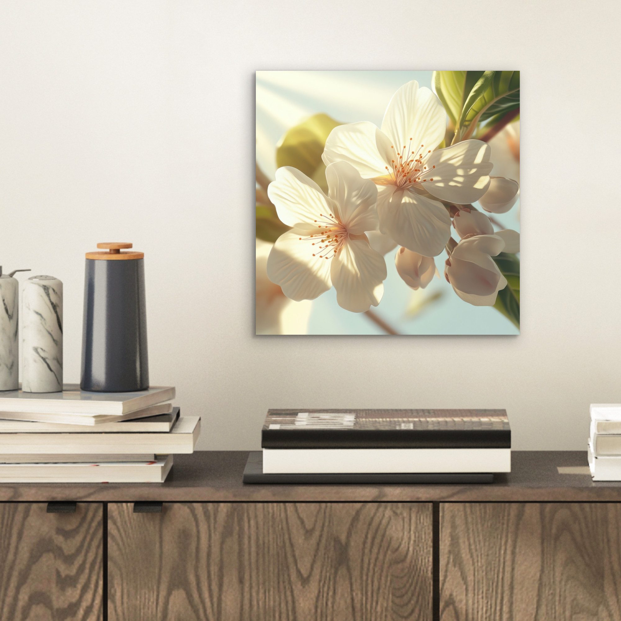 MuchoWow Metallbild Blüten - Weiß - günstig online kaufen