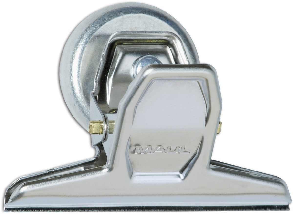 Büroklammer Briefklemmer Maulpro 75mm mit Kraftmagnet nickel VE=3 Stück