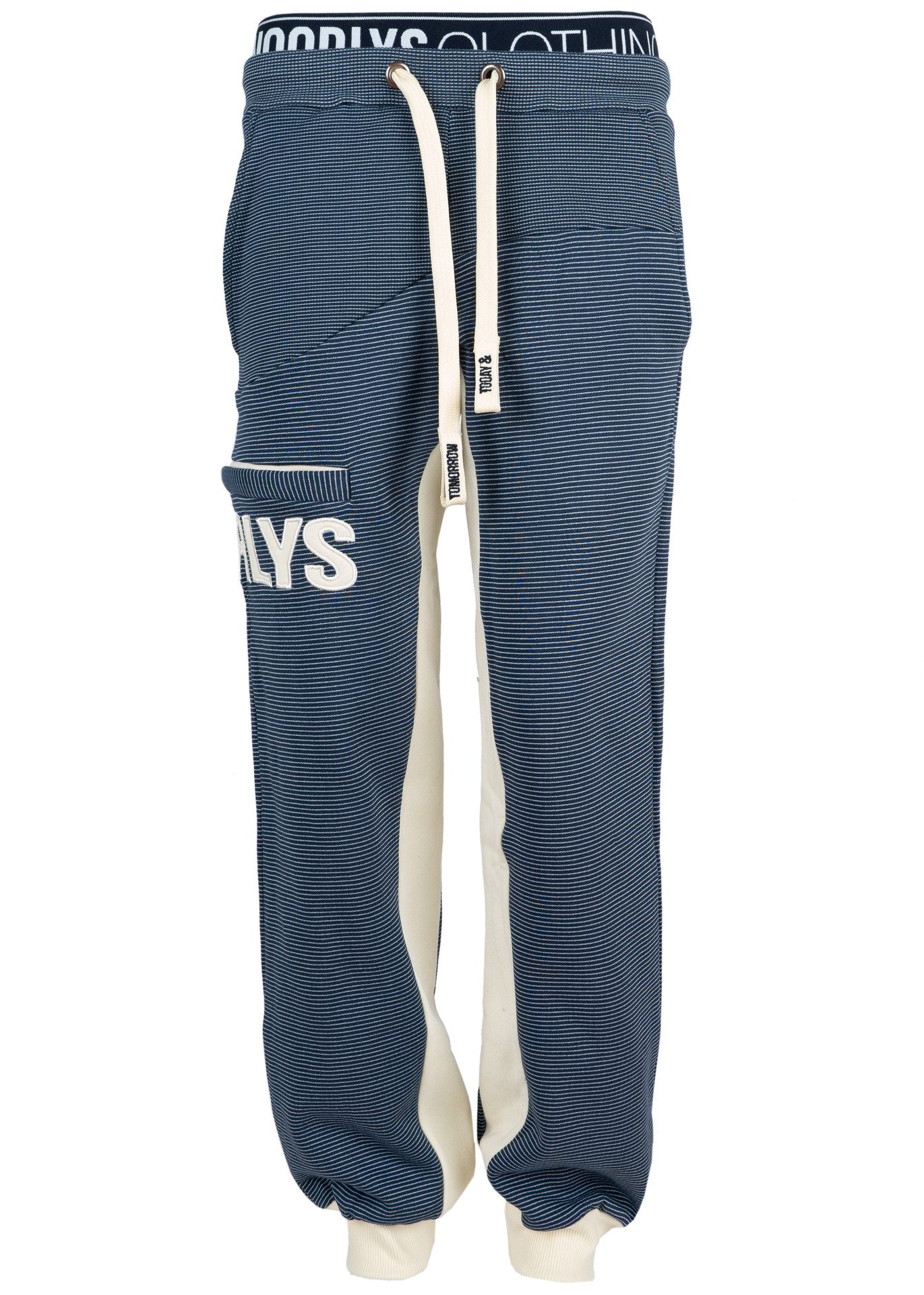 Noorlys Jogginghose Damen Jogginghose SUNDAG MarineStriped/PearledIvory Elastikbund mit Tunnelzug