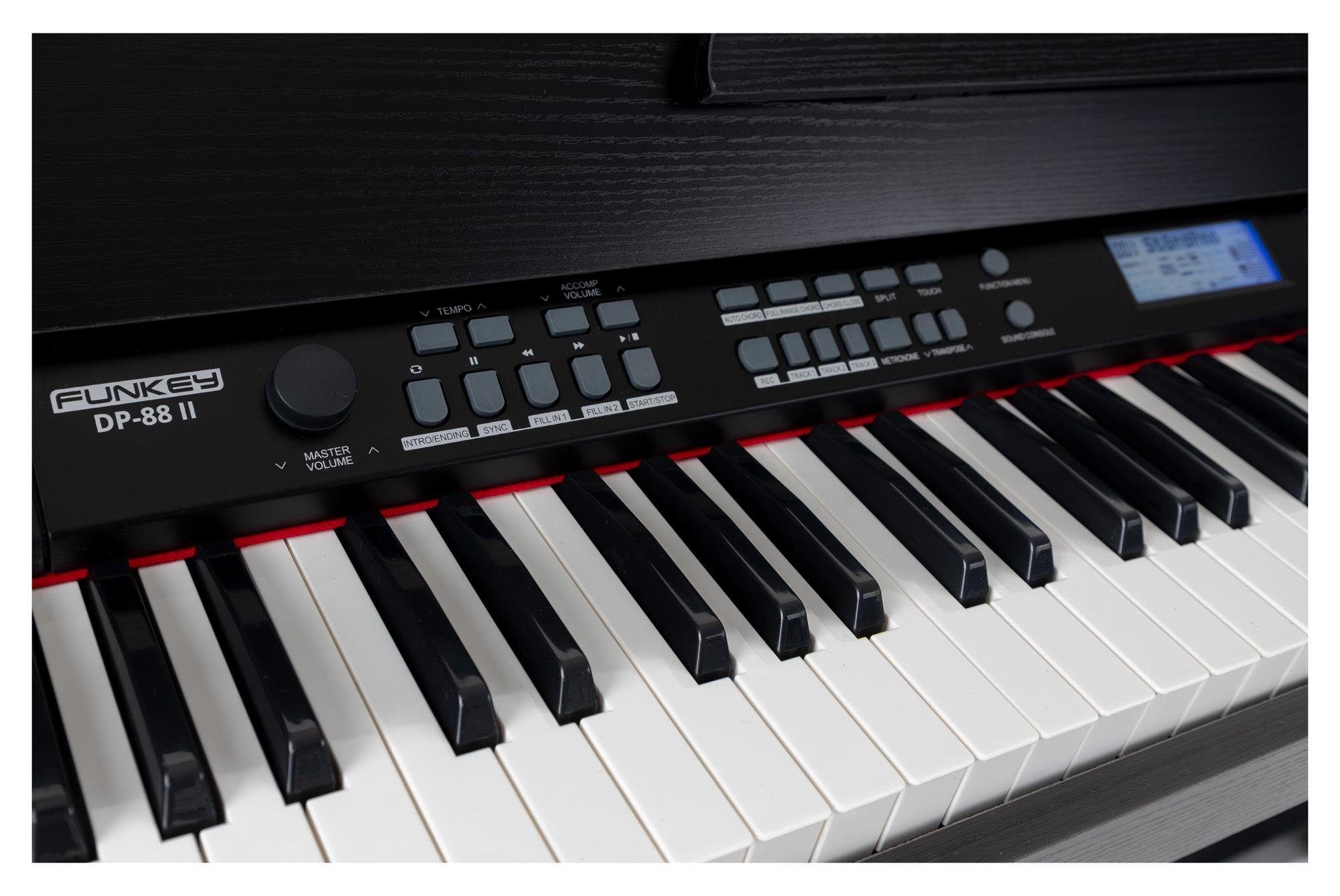 FunKey Digitalpiano DP-88 II E-Piano mit 88 anschlagsdynamische Tasten, Klavier mit Begleitautomatik und Chord Akkordbegleitung