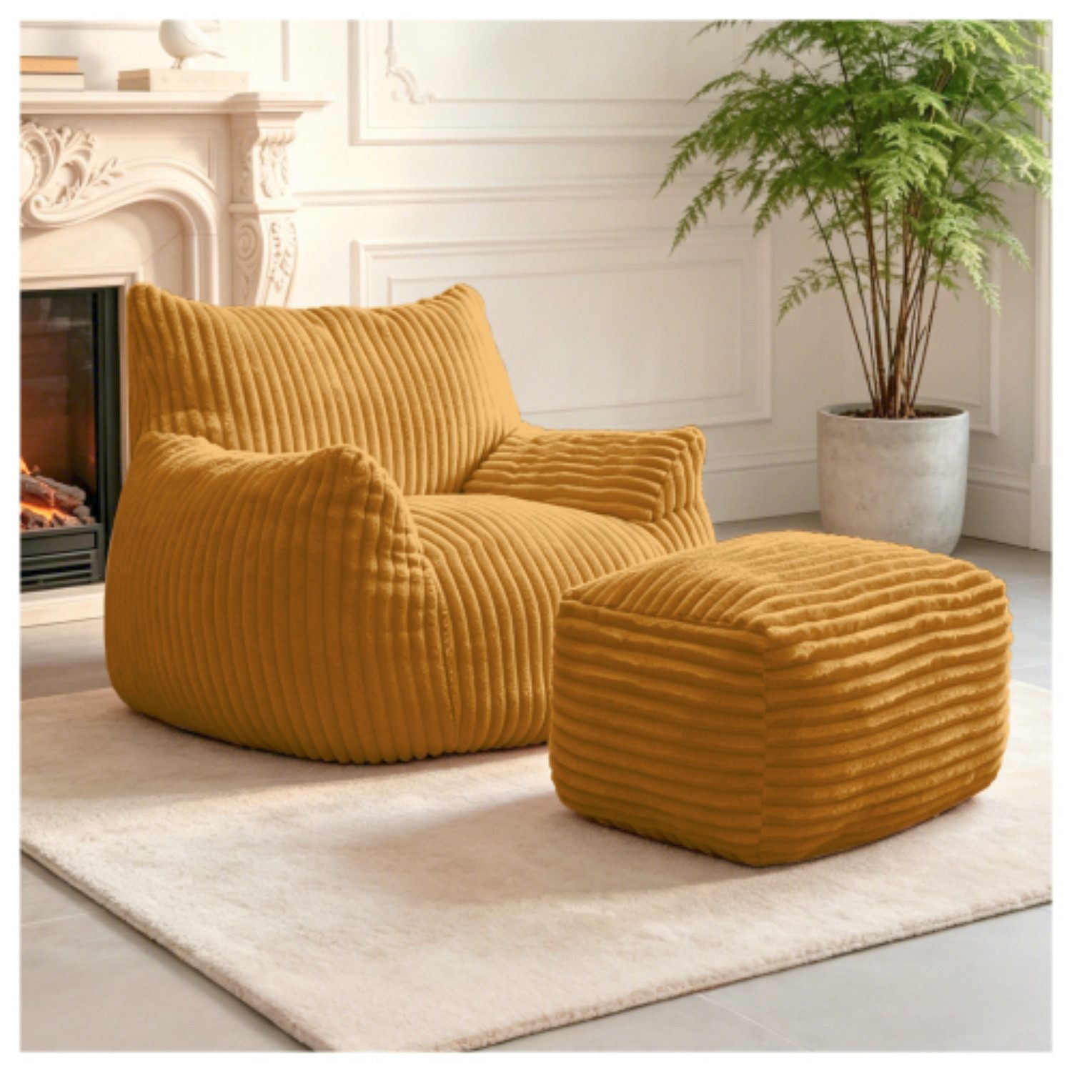 ANYSUN Relaxsessel mit Hocker, ergonomischer Sitzkomfort & weiche Polsterung, 100 × 90 × 70 cm, ideal für Wohnzimmer, Leseecke & Schlafzimmer