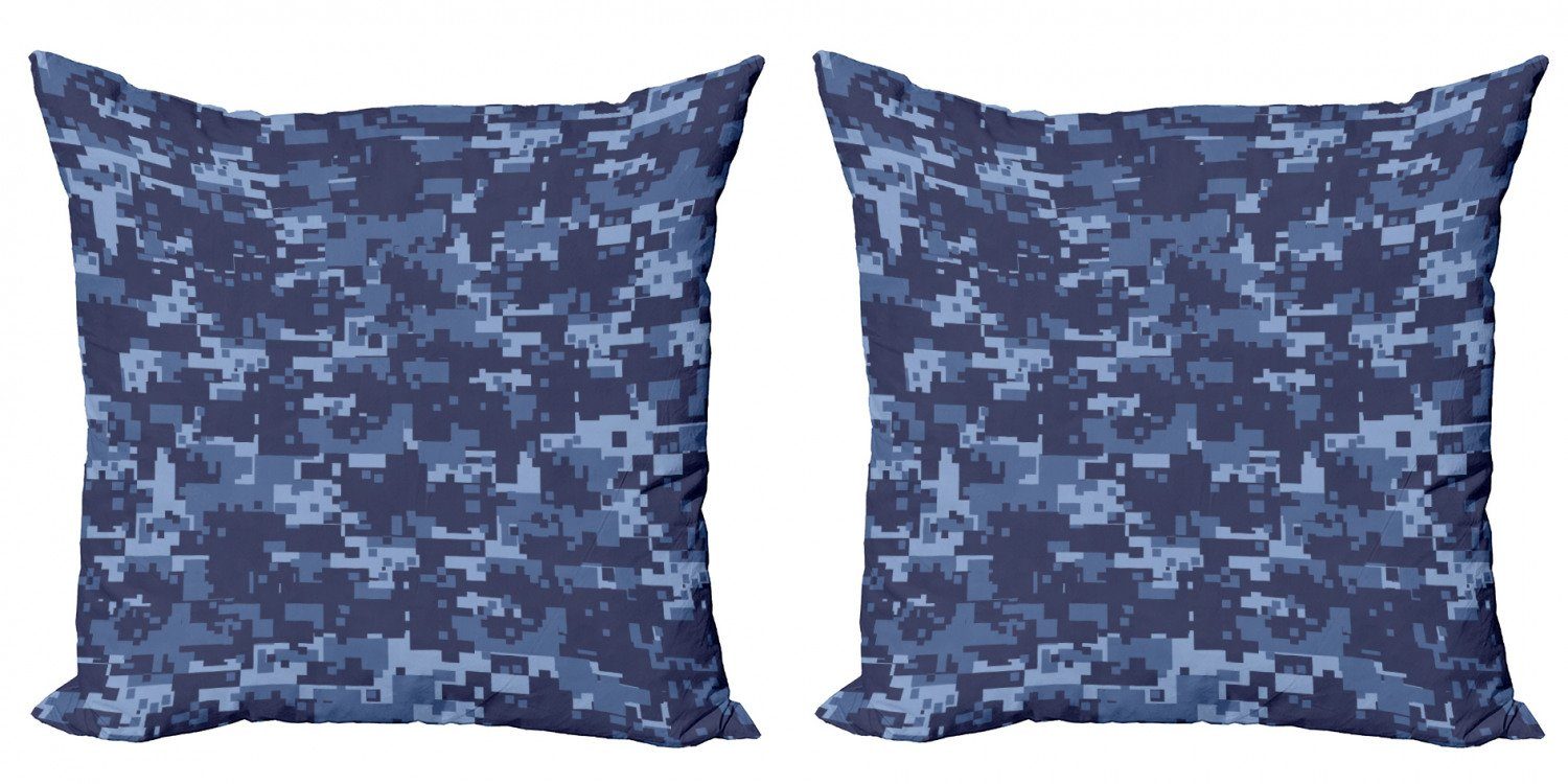 Kissenbezüge Modern Accent Doppelseitiger Digitaldruck, Abakuhaus (2 Stück), Blau Grunge Camouflage Stil-Effekt