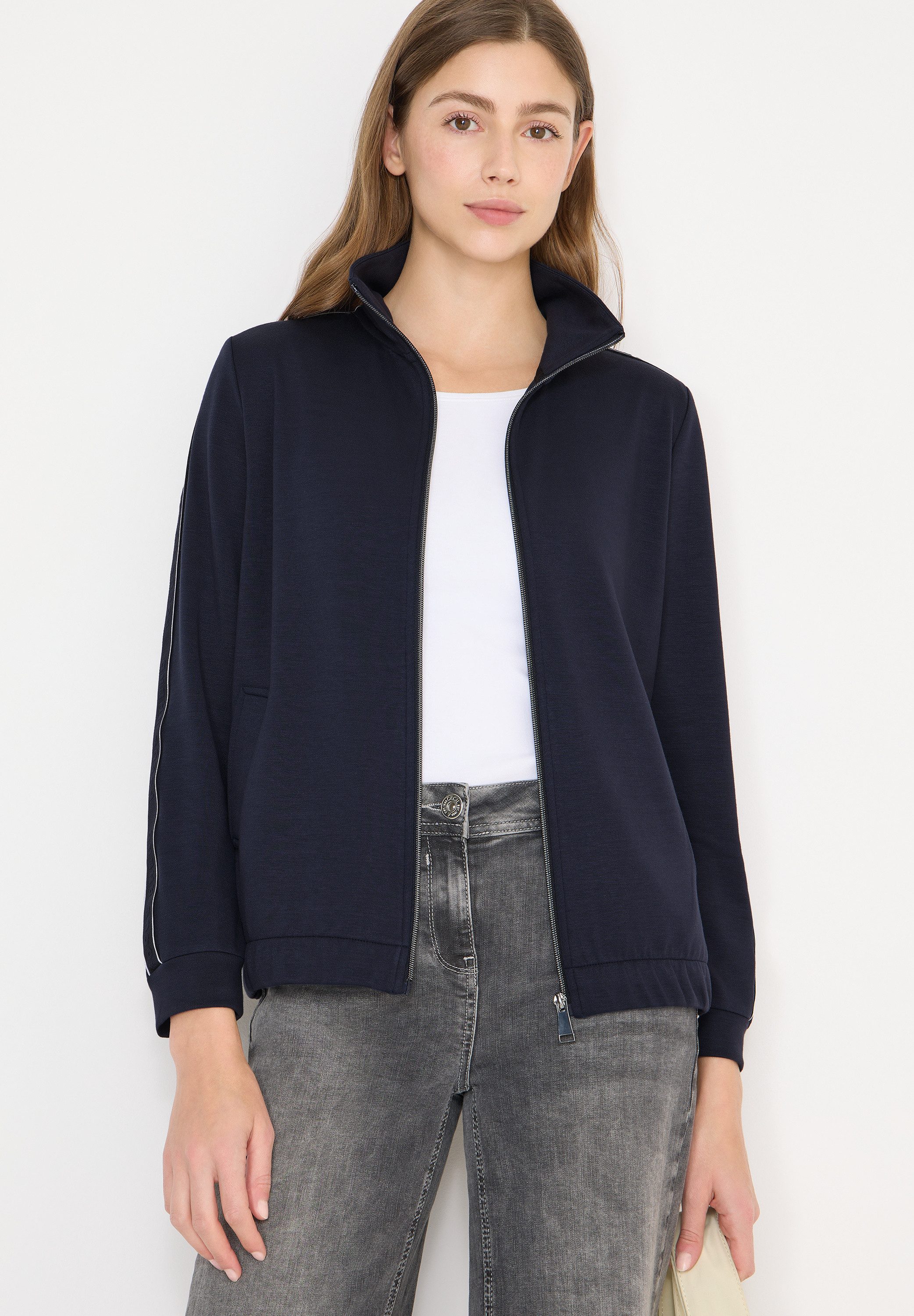 CECIL Sweatjacke Langarm mit Tape-Details und Bündchen günstig online kaufen