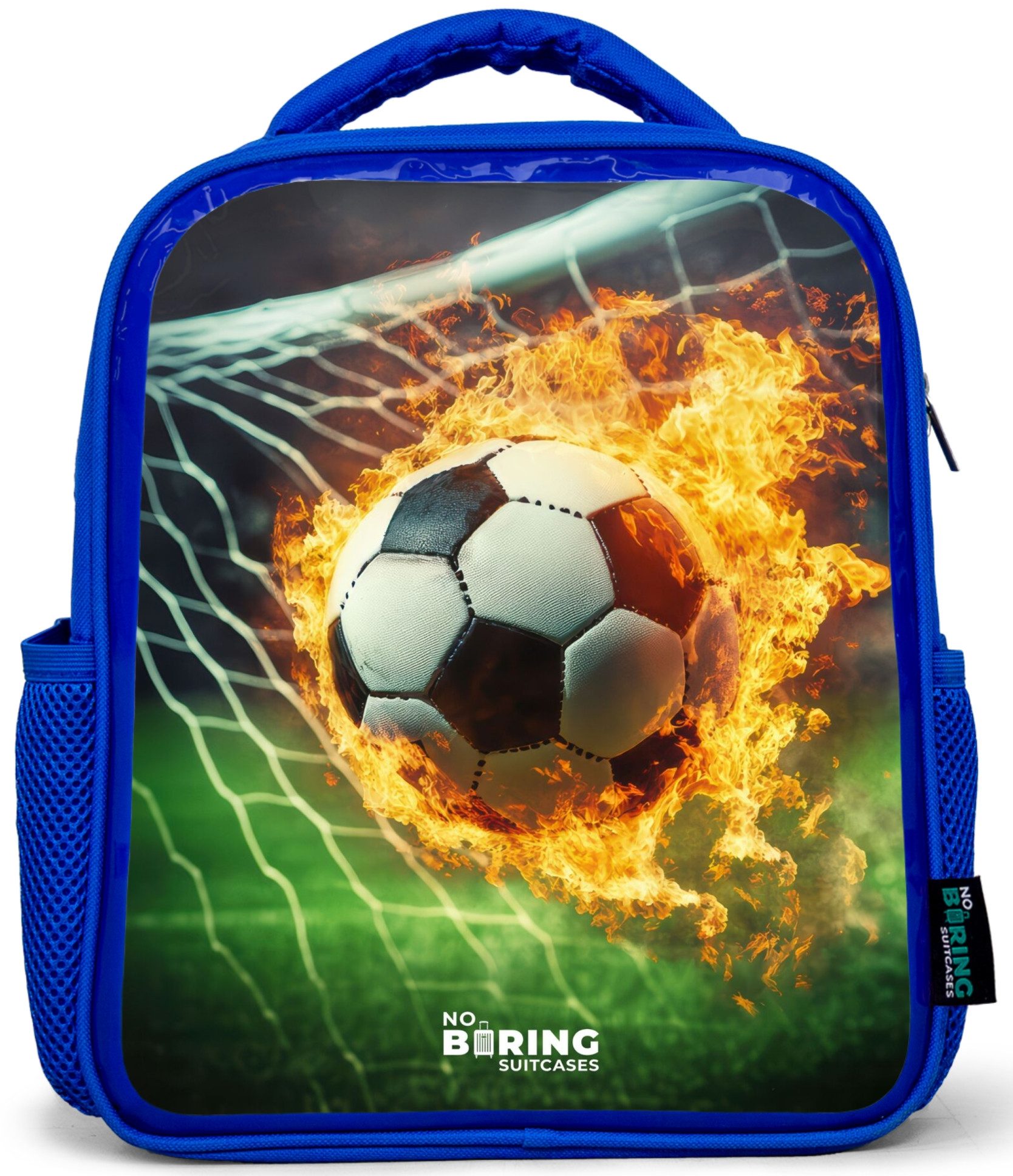 Rucksack Blau - Feuerfußball im Tornetz gefangen