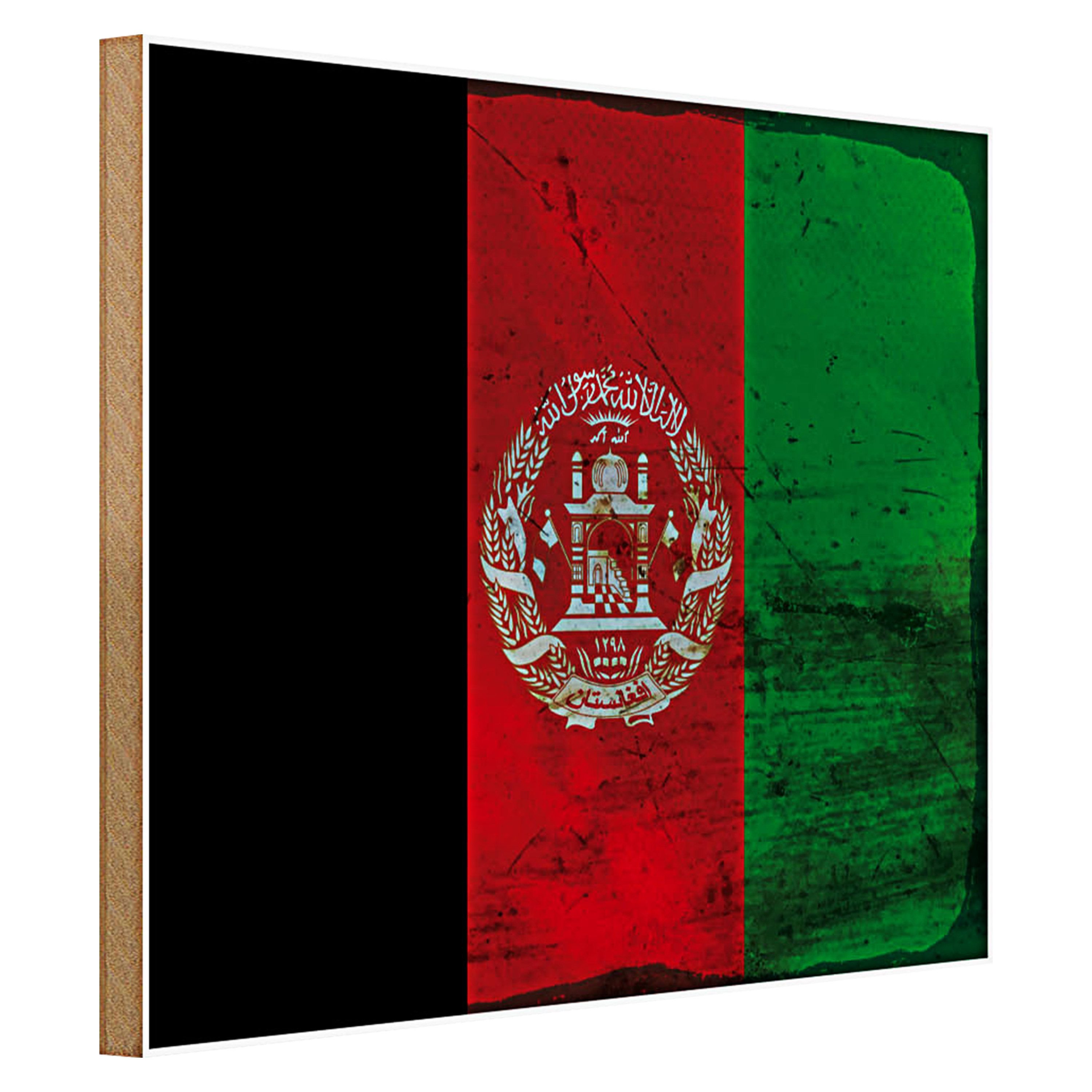 Roomando Holzbild Flagge Afghanistan 40x30cm Afghanistan Rost