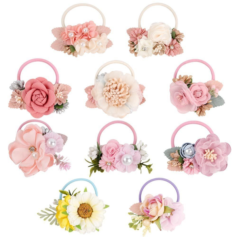 Invanter Haarnadeln 10 süße künstliche Blumenstirnbänder für Kinder, 10-tlg.