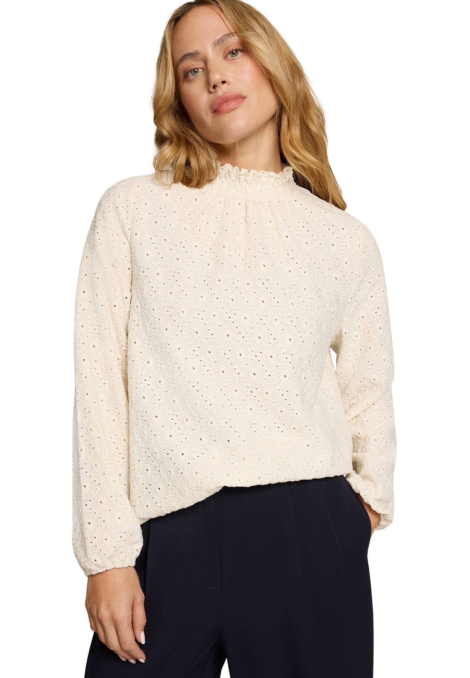 Zero Klassische Bluse Damen mit Lochmuster günstig online kaufen