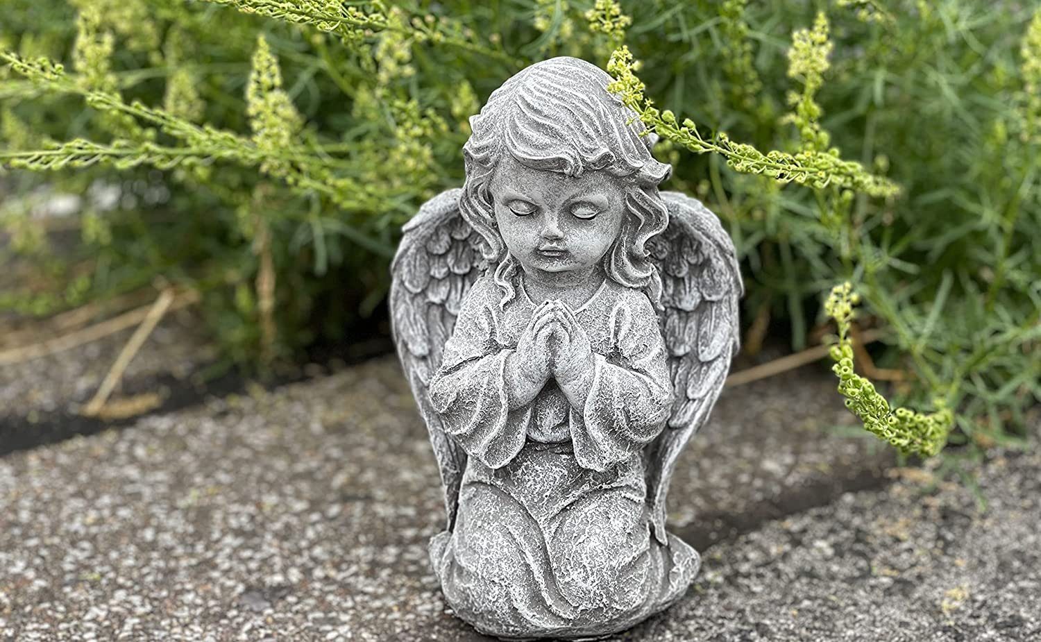 Stone and Style Gartenfigur Frostfeste Steinfigur kniender betender Engel – Bild 2 von 3