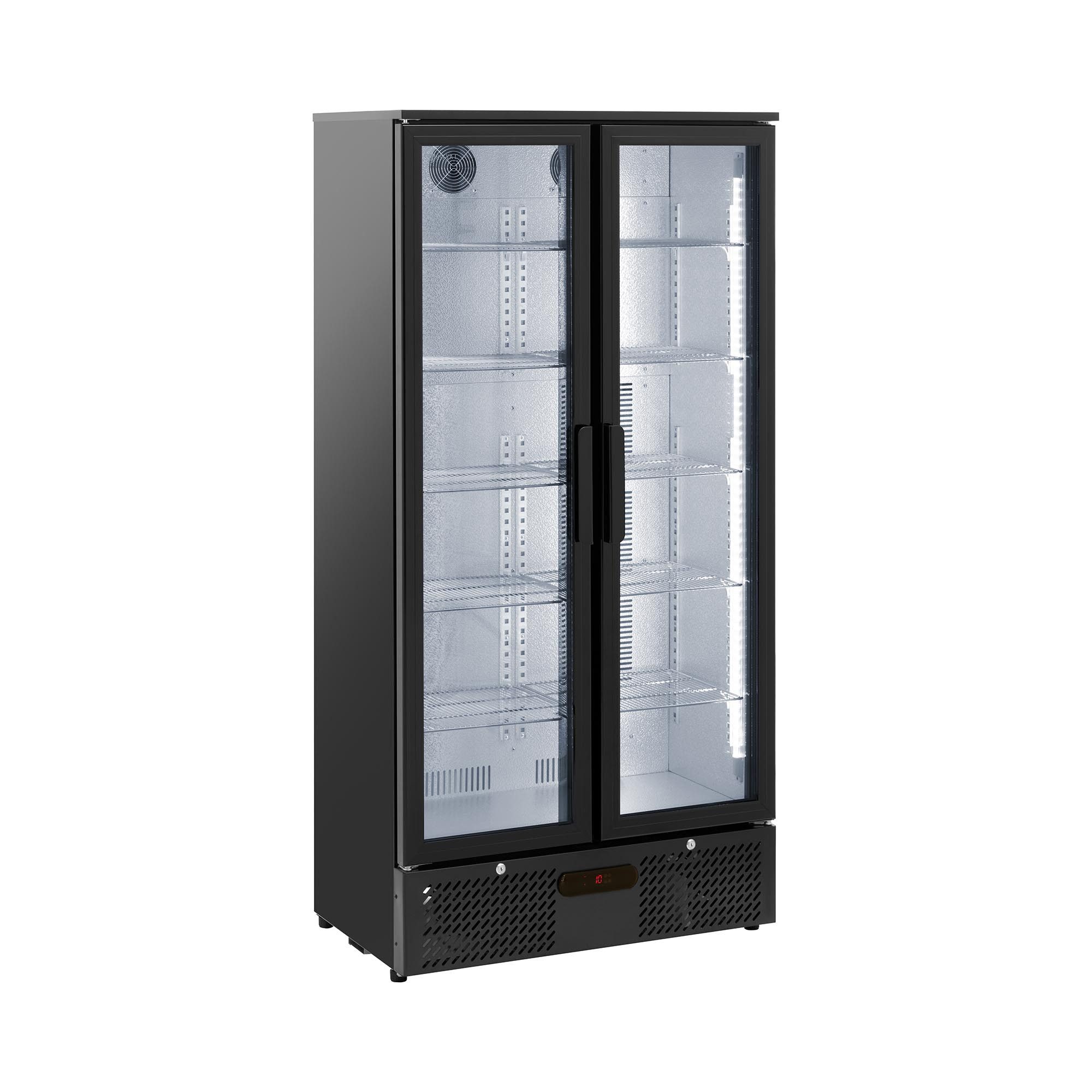 Royal Catering Getränkekühlschrank RC-BC004, 180 cm hoch, 90.5 cm breit, 458 L Kühlschrank für Getränke mit Glastür LED-Beleuchtung schwarz