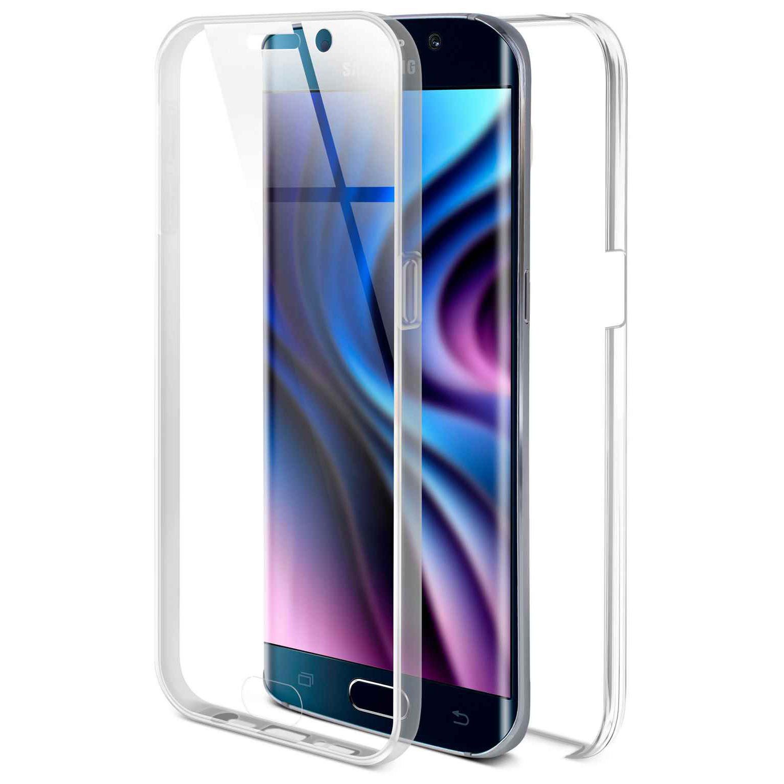 ONEFLOW Handyhülle für Samsung Galaxy S6 Edge Hülle Komplett Schutz Touch Case 5,1 Zoll, 360 Grad Schutzhülle Transparent Rundumschutz Durchsichtig Beidseitig