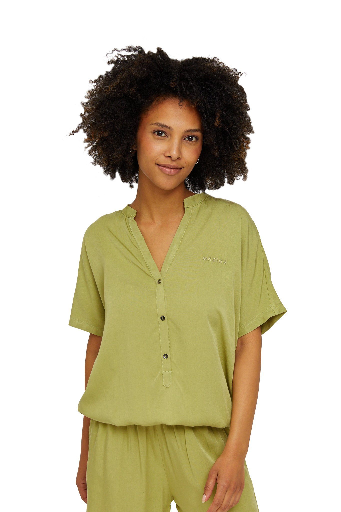 MAZINE Klassische Bluse BENONI BLOUSE Grün Vegane Damen Blouse