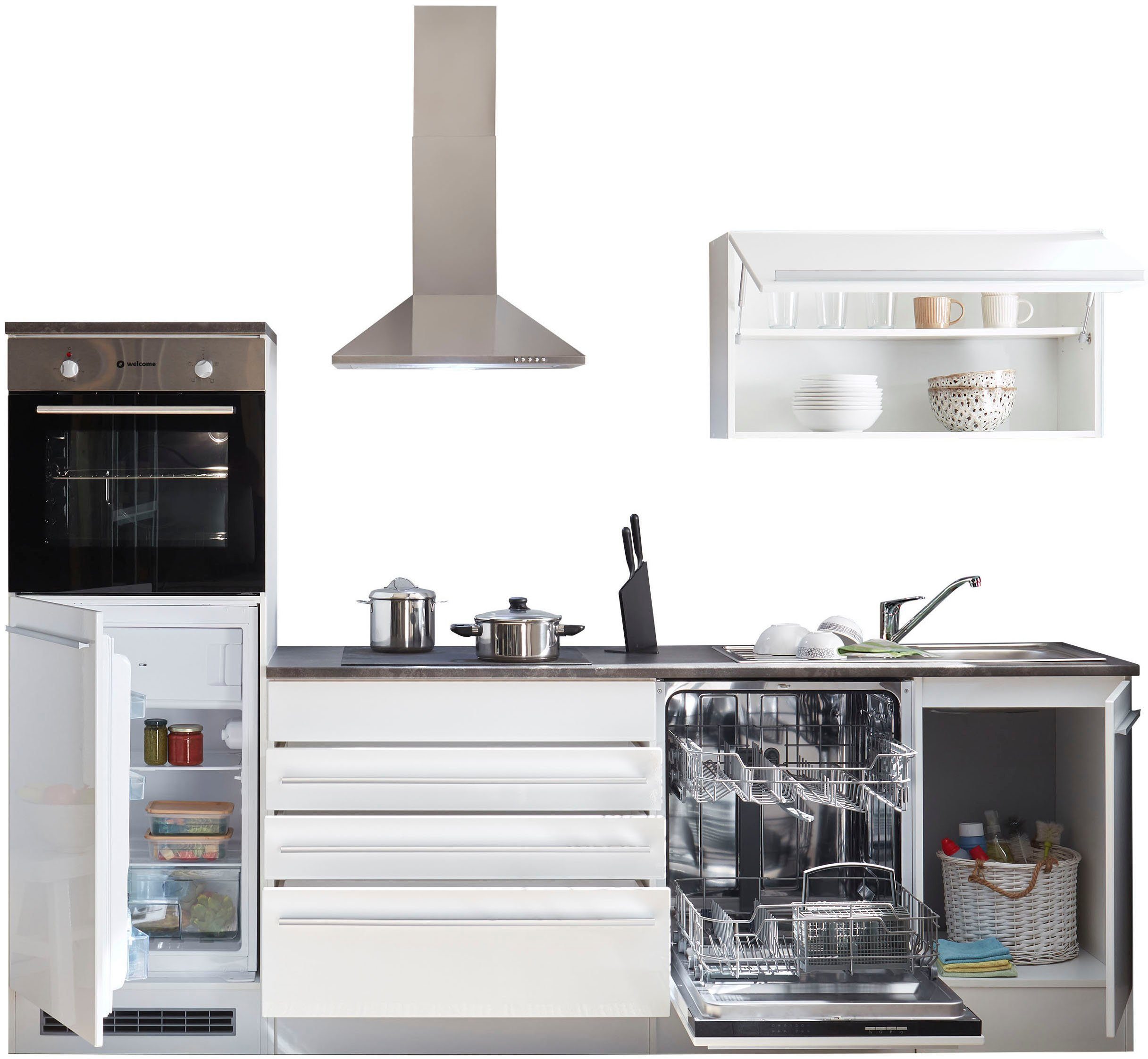 BASIC by Balculina Küchenzeile Jazz, Breite 260 cm, wahlweise mit E-Geräten