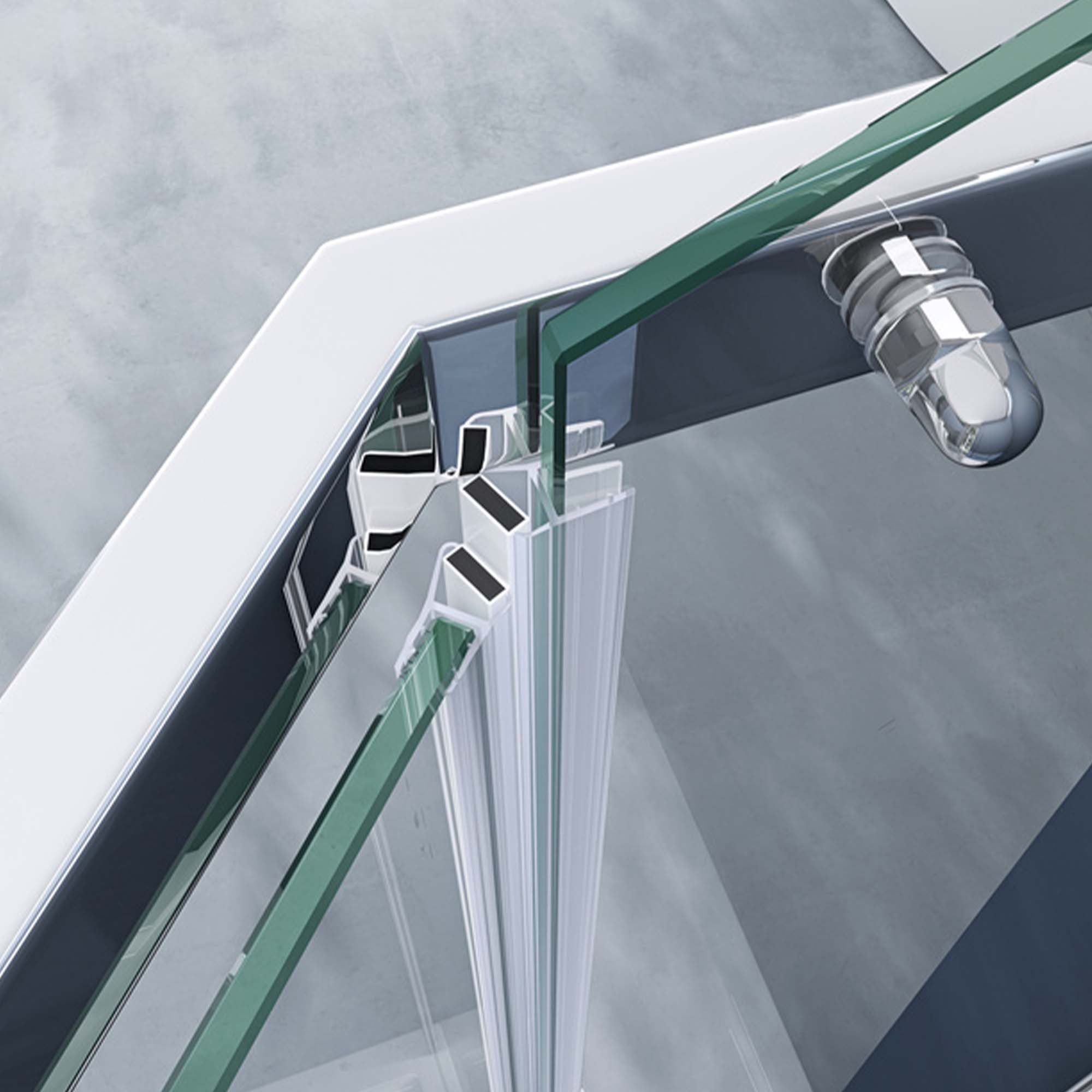 doporro Fünfeckdusche Fünfeckdusche Duschkabine Klarglas Easy-Clean-Beschichtung Rav08K, BxT: 80x80 cm, Einscheibensicherheitsglas