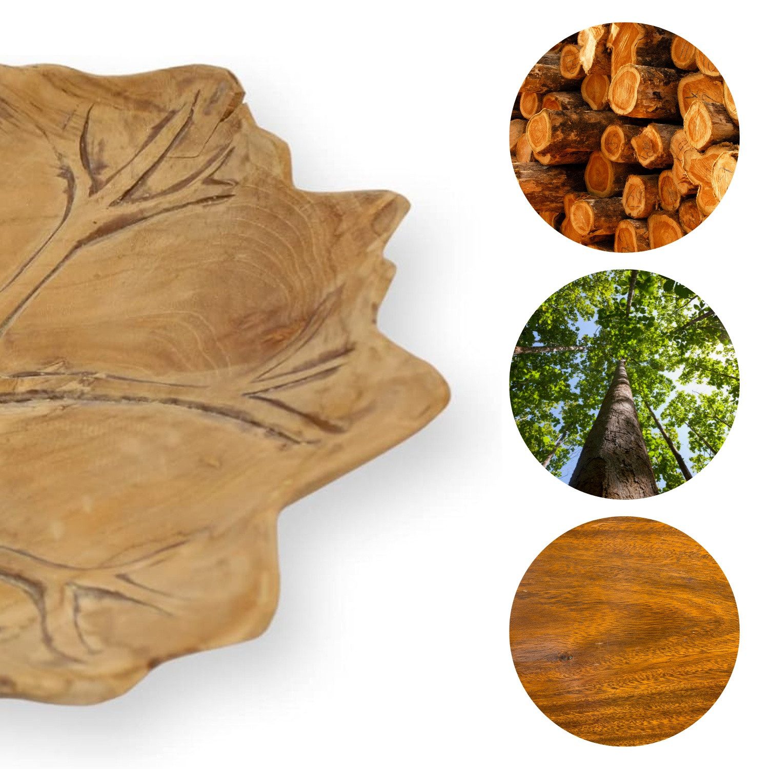 Gartenwelt Riegelsberger Dekoschale Teakholzschale Massiv Teakholz Natur Unikat Deko Rustikal