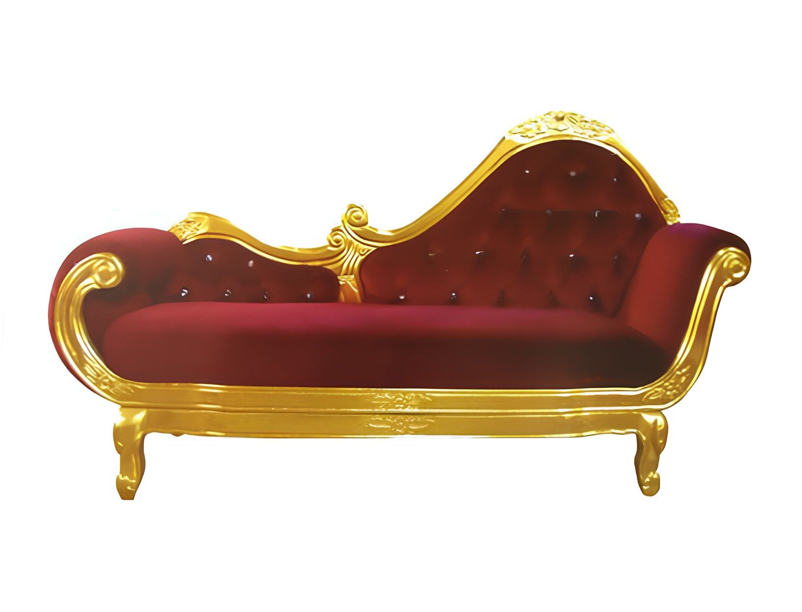 JVmoebel Chaiselongue Barockes Relax-Sofa in Rot mit Liegefunktion und goldenen Füßen, 1 Teile, Made in Europa