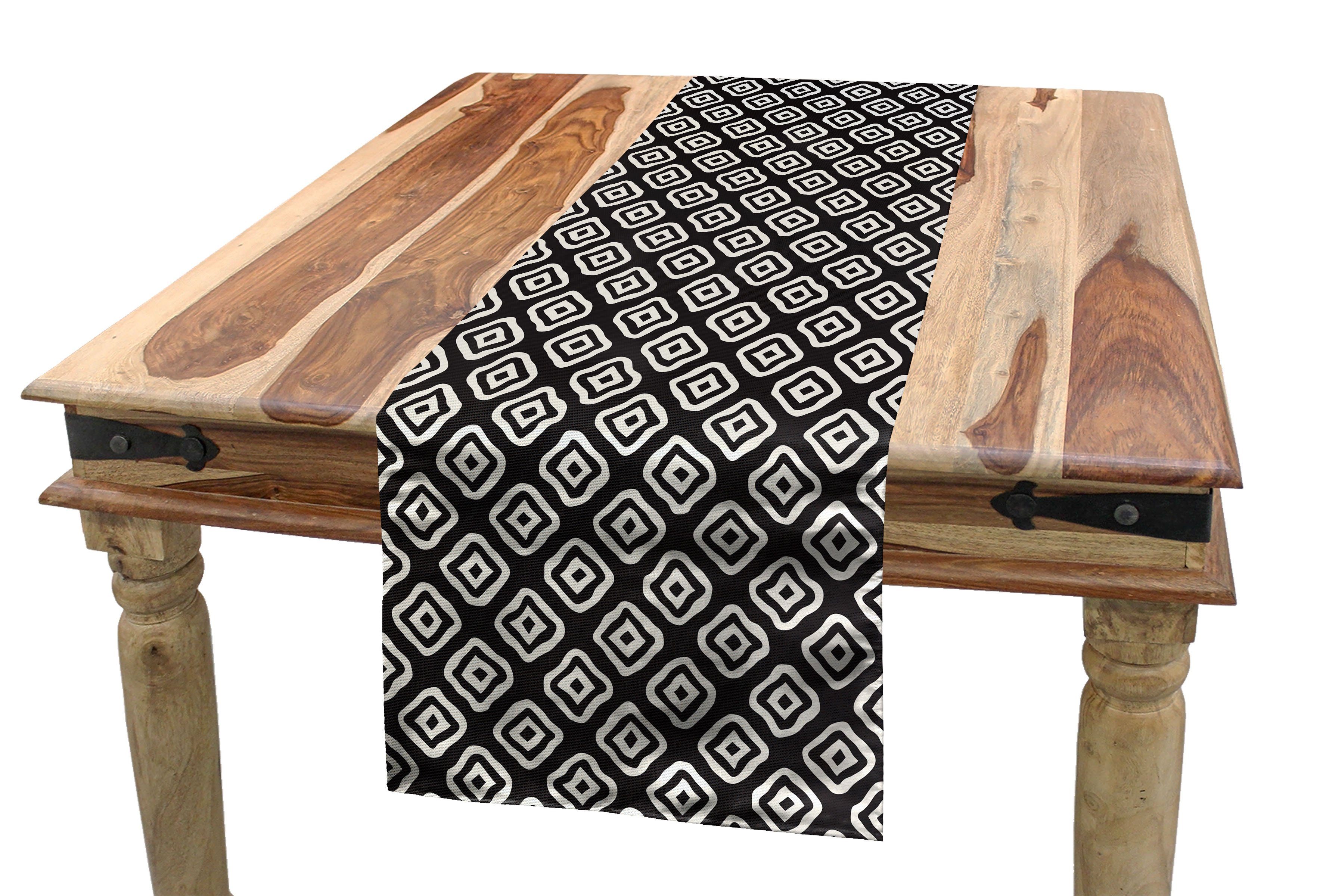 Abakuhaus Tischläufer Esszimmer Küche Rechteckiger Dekorativer Tischläufer, Geometrisch Unregelmäßige Abgerundete Squares