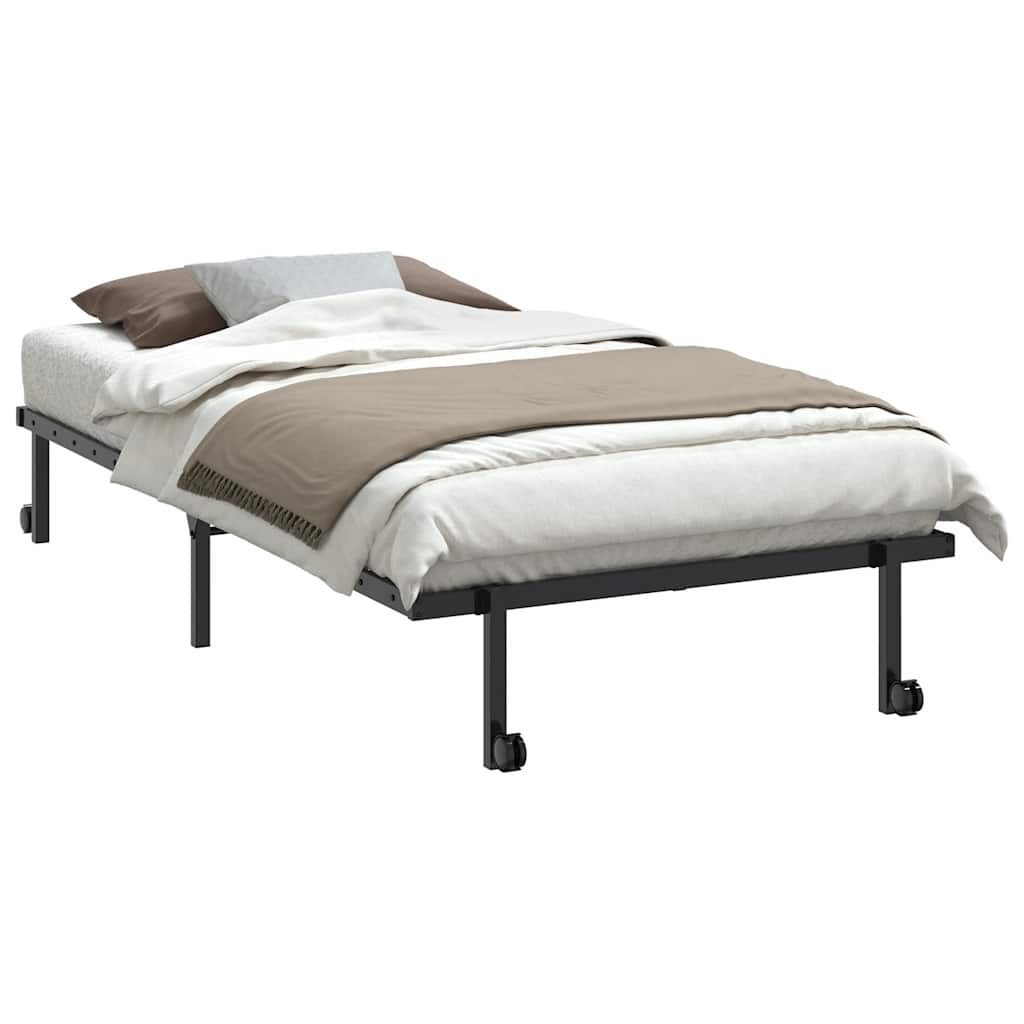 vidaXL Bett Bettgestell ohne Matratze Klappbar Schwarz 100x200 cm Stahl