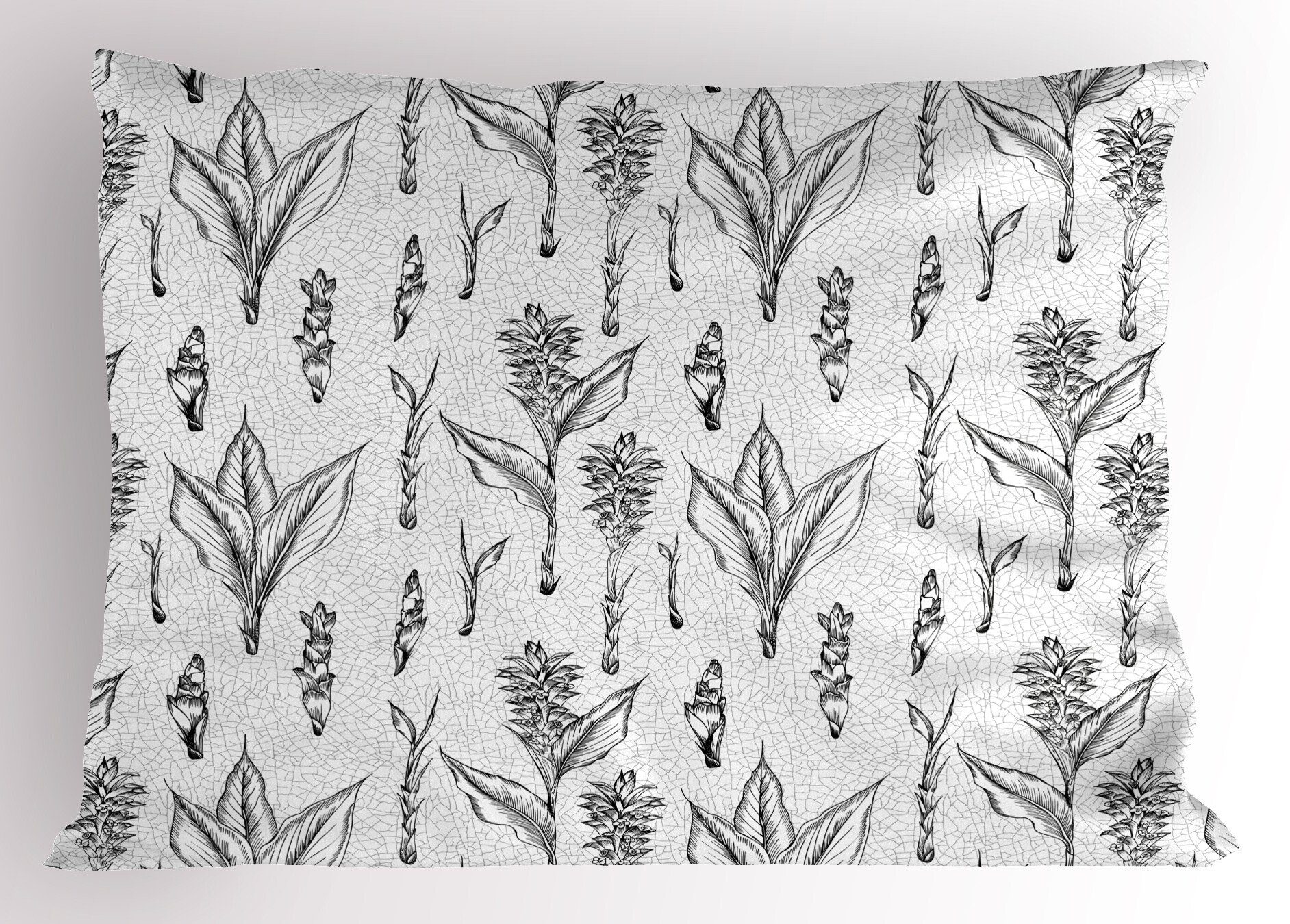 Queen Skizzieren Stück), Gedruckter Kissenbezüge Kunstwerk Pflanzen Dekorativer (1 Abakuhaus Size von Kurkuma Kopfkissenbezug,