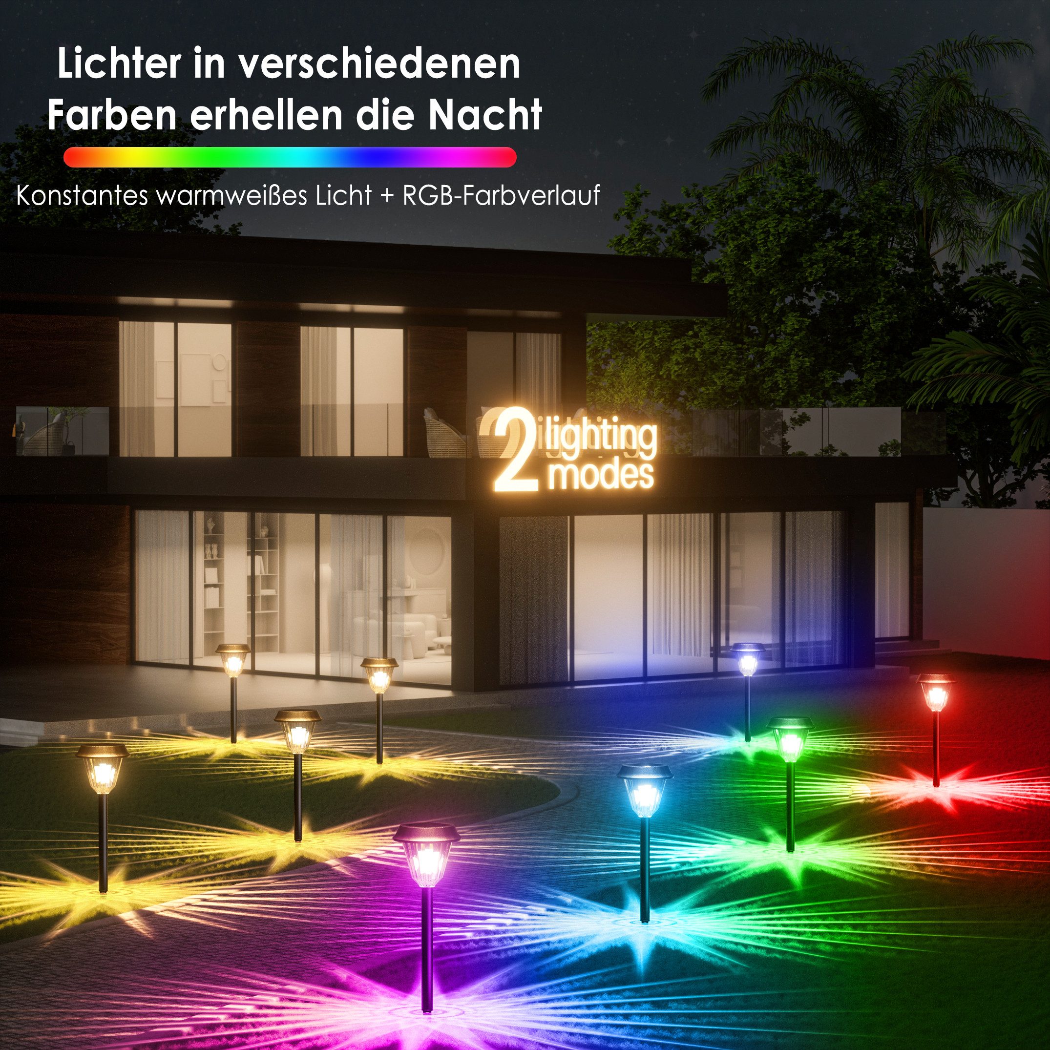 Quntis LED Solarleuchte 6/8 Stück,Gartenleuchten mit Erdspieß,LED-Perlen 30 günstig online kaufen