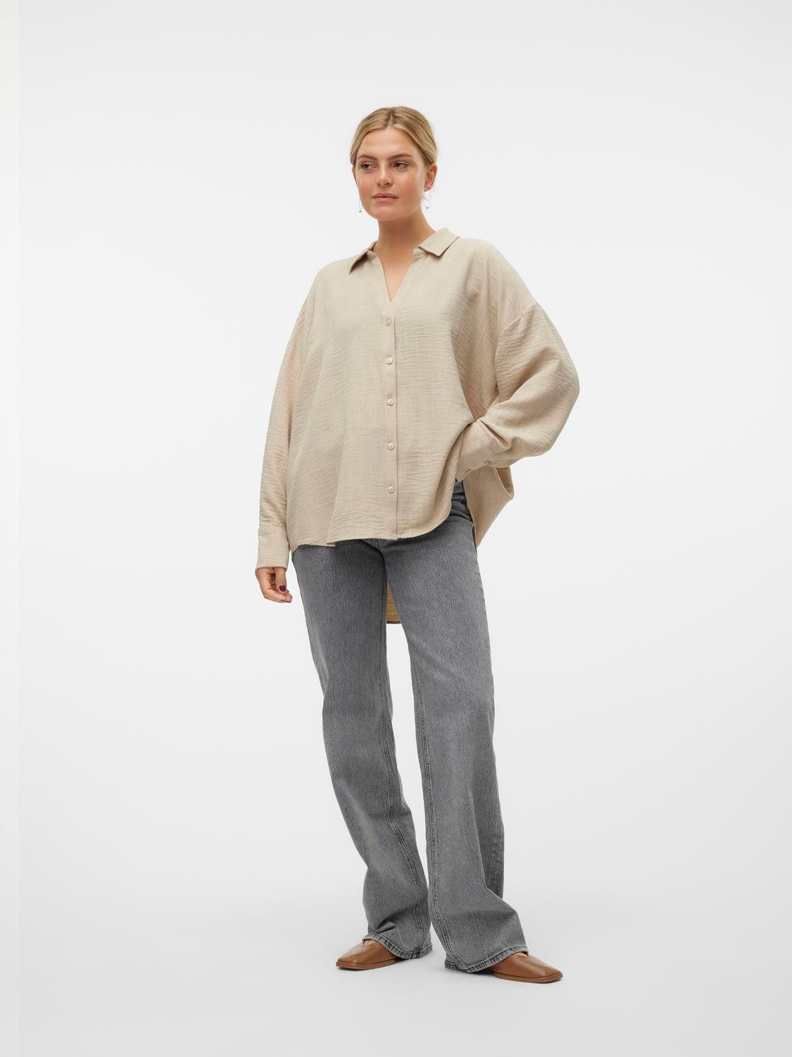 Vero Moda Langarmbluse VMMELANEY QUEENY LS SHIRT WVN NOOS Kunstfaser, loose fit – Bild 4 von 5
