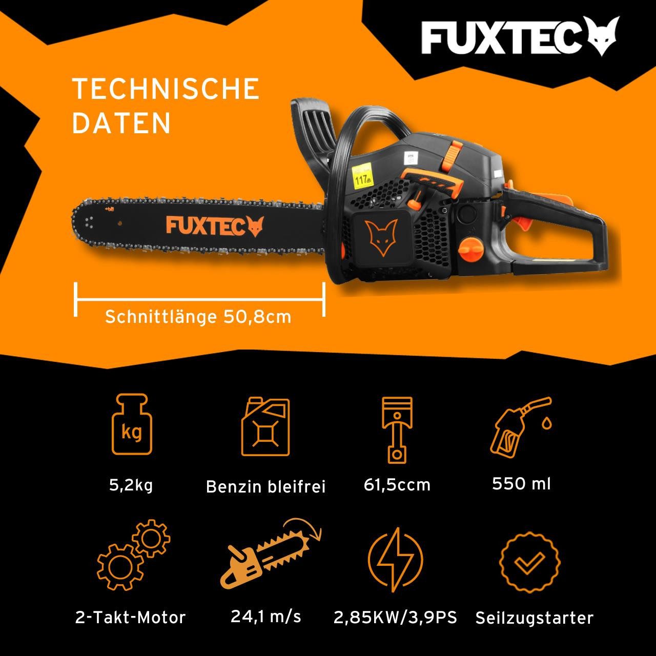 FUXTEC Benzin-Kettensäge FX-KS262, 55 cm Schwertlänge günstig online kaufen