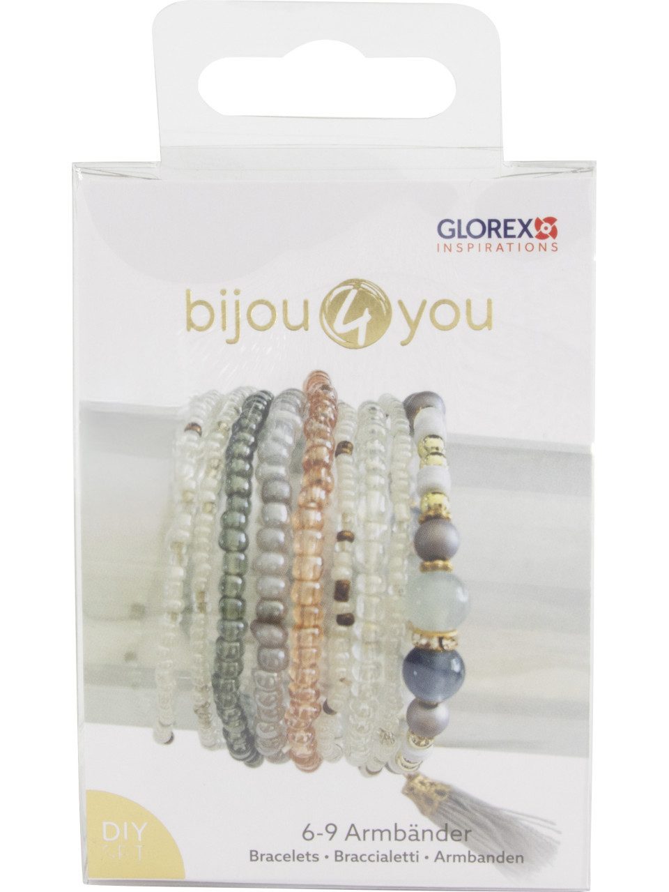 Glorex Dekoband Glorex Armband-Set für 6-9 Armbänder DIY grau