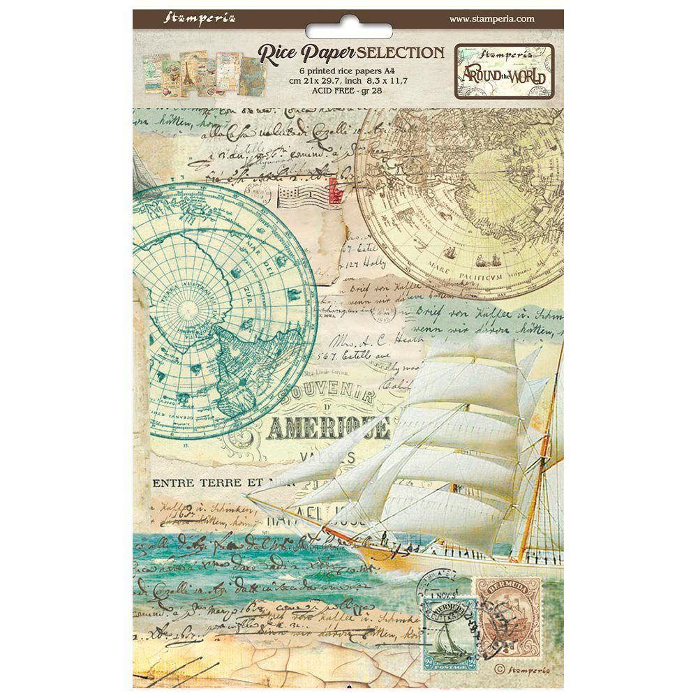 Stamperia Seidenpapier Around the World, DIN A4 6er-Set
