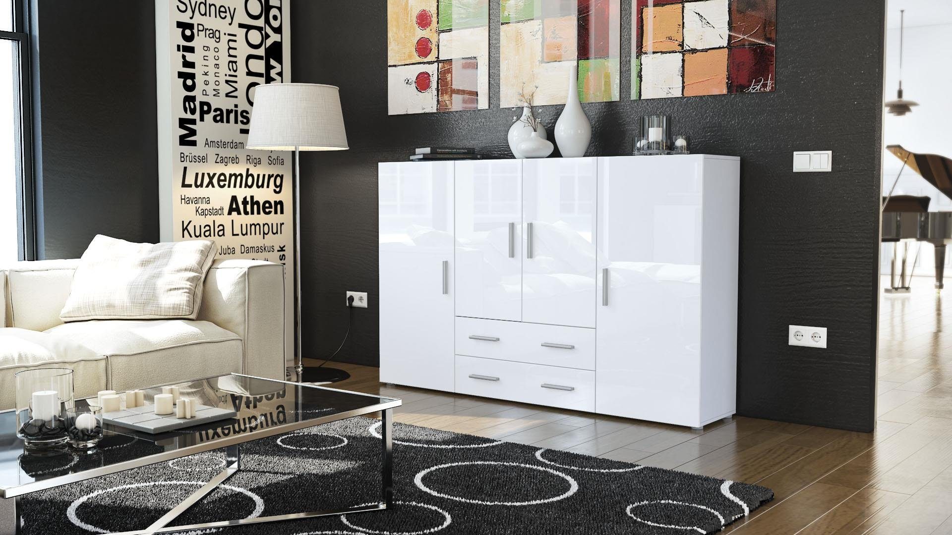 Vladon Highboard Nora (Anrichte mit 2 Schubladen, und 4 Türen mit insgesamt günstig online kaufen