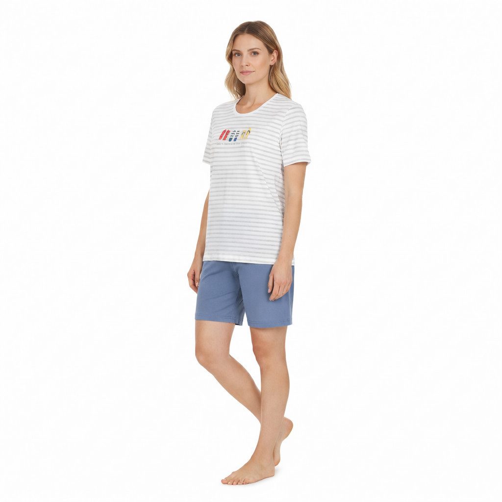 Ringella Shorty mit geringeltem Oberteil und Motivdruck (2 tlg) 100% Baumwolle – Bild 4 von 5